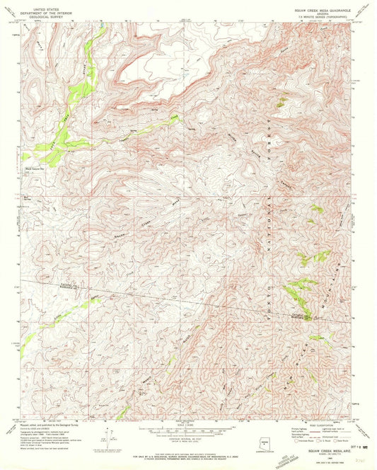 1969 Squaw Creek Mesa, AZ - Arizona - USGS Topographic Map