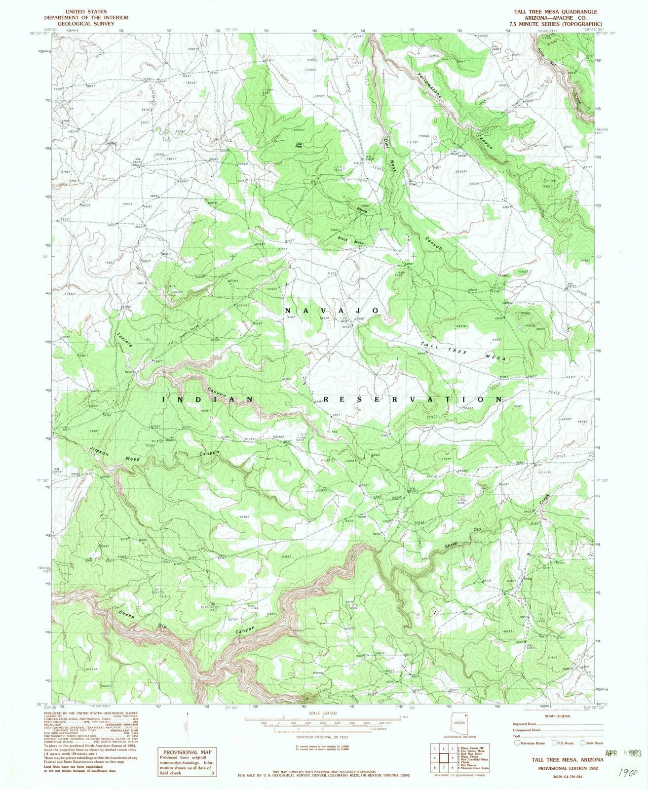 1982 Tall Tree Mesa, AZ - Arizona - USGS Topographic Map