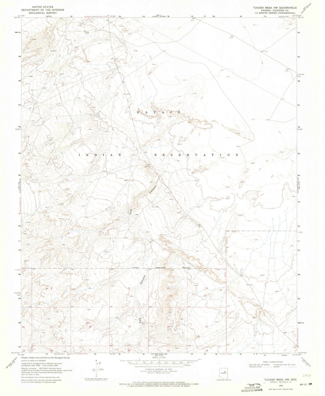 1968 Tucker Mesa, AZ - Arizona - USGS Topographic Map v2