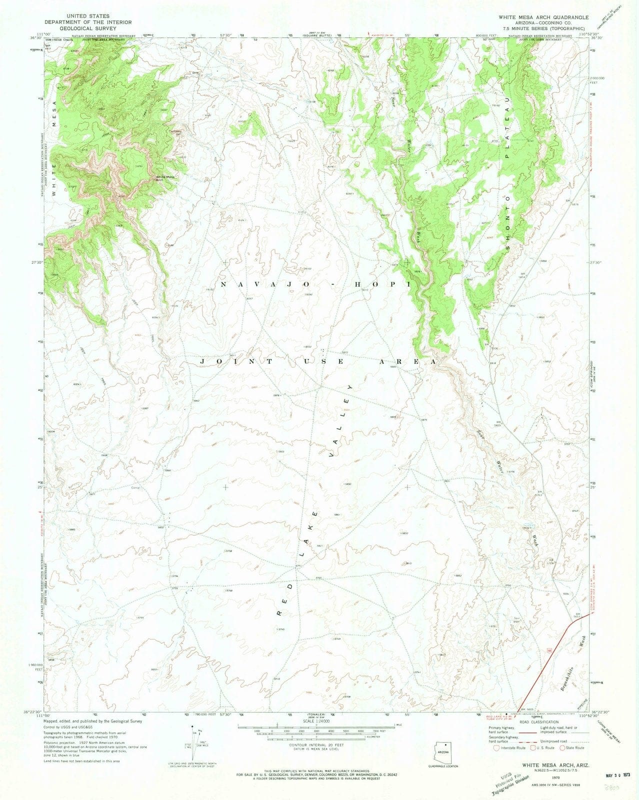 1970 White Mesa Arch, AZ - Arizona - USGS Topographic Map
