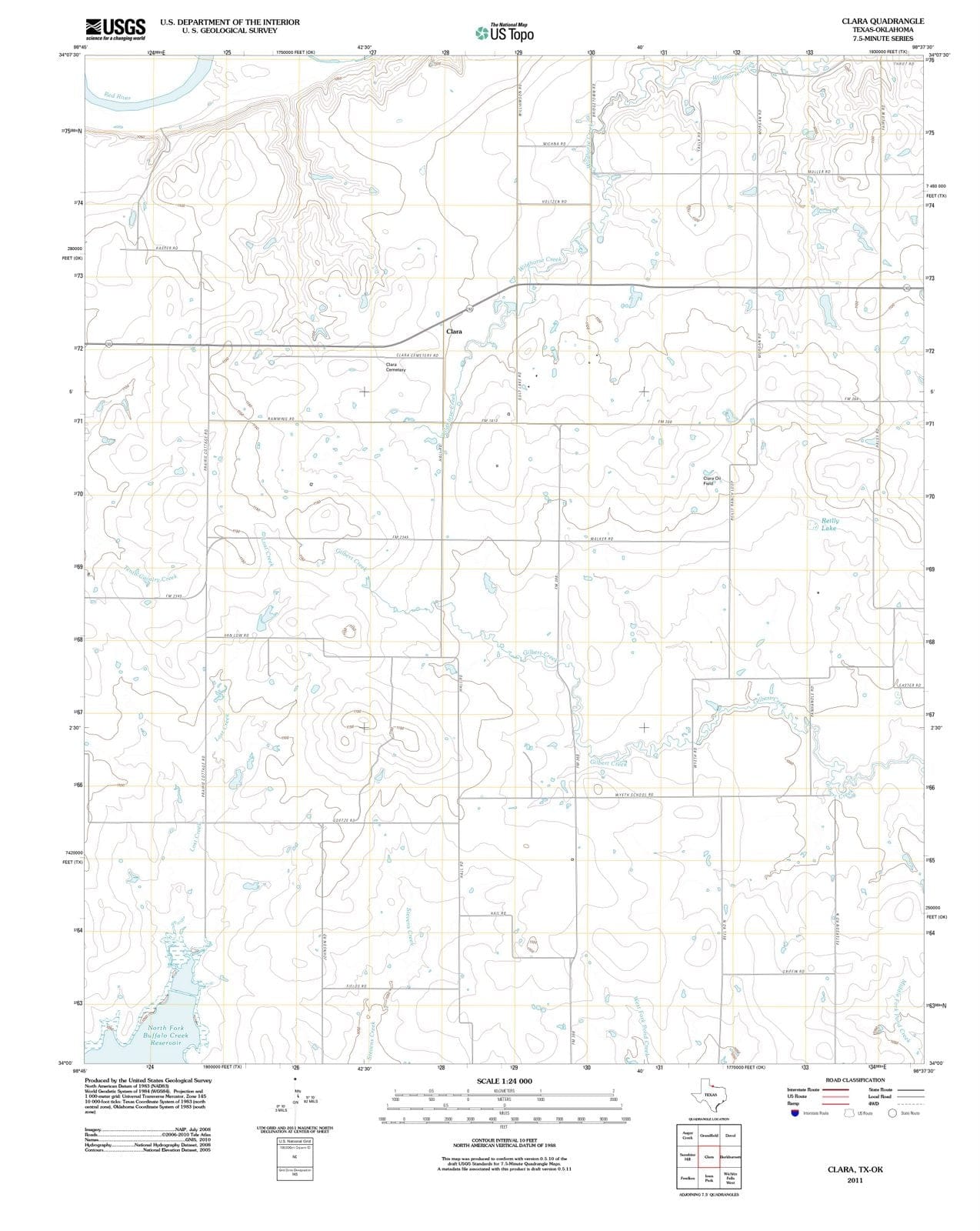 2011 Clara, TX - Texas - USGS Topographic Map