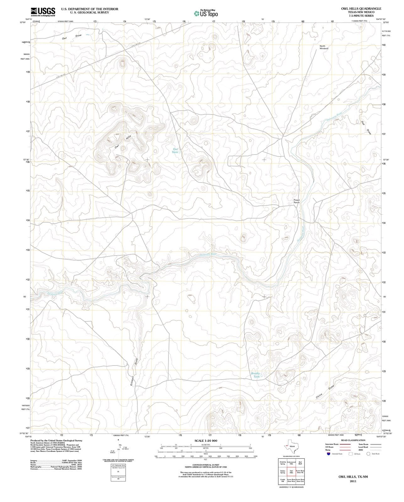 2011 Owl Hills, TX - Texas - USGS Topographic Map