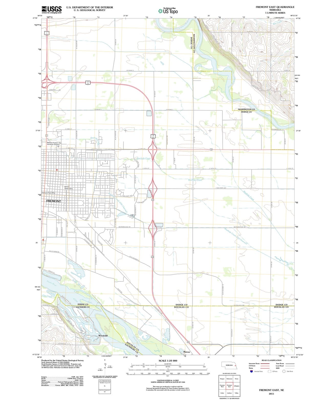 2011 Fremont, NE - Nebraska - USGS Topographic Map