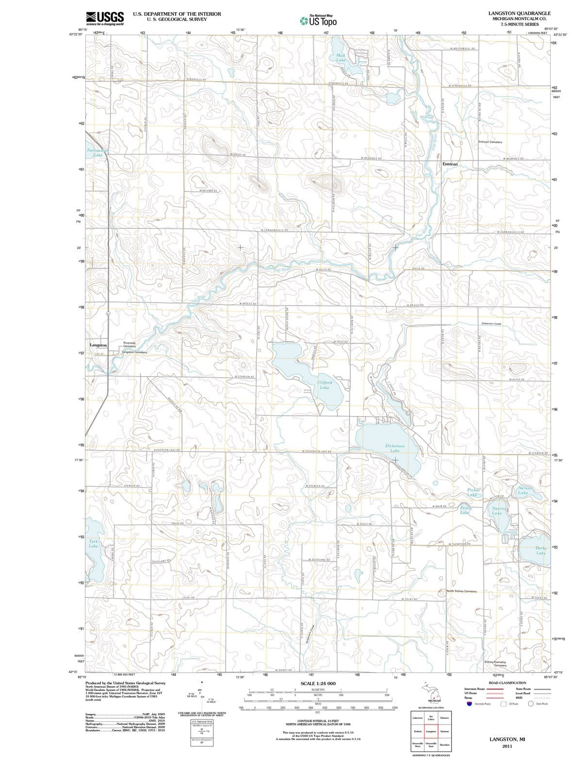 2011 Langston, MI - Michigan - USGS Topographic Map
