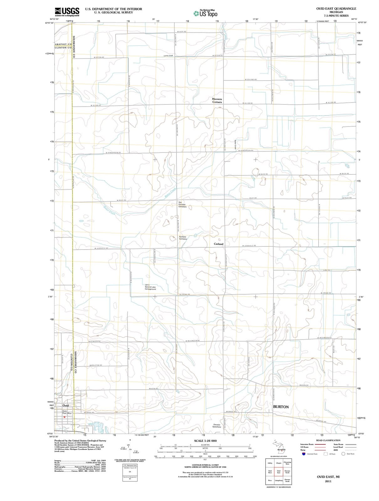 2011 Ovid East, MI - Michigan - USGS Topographic Map