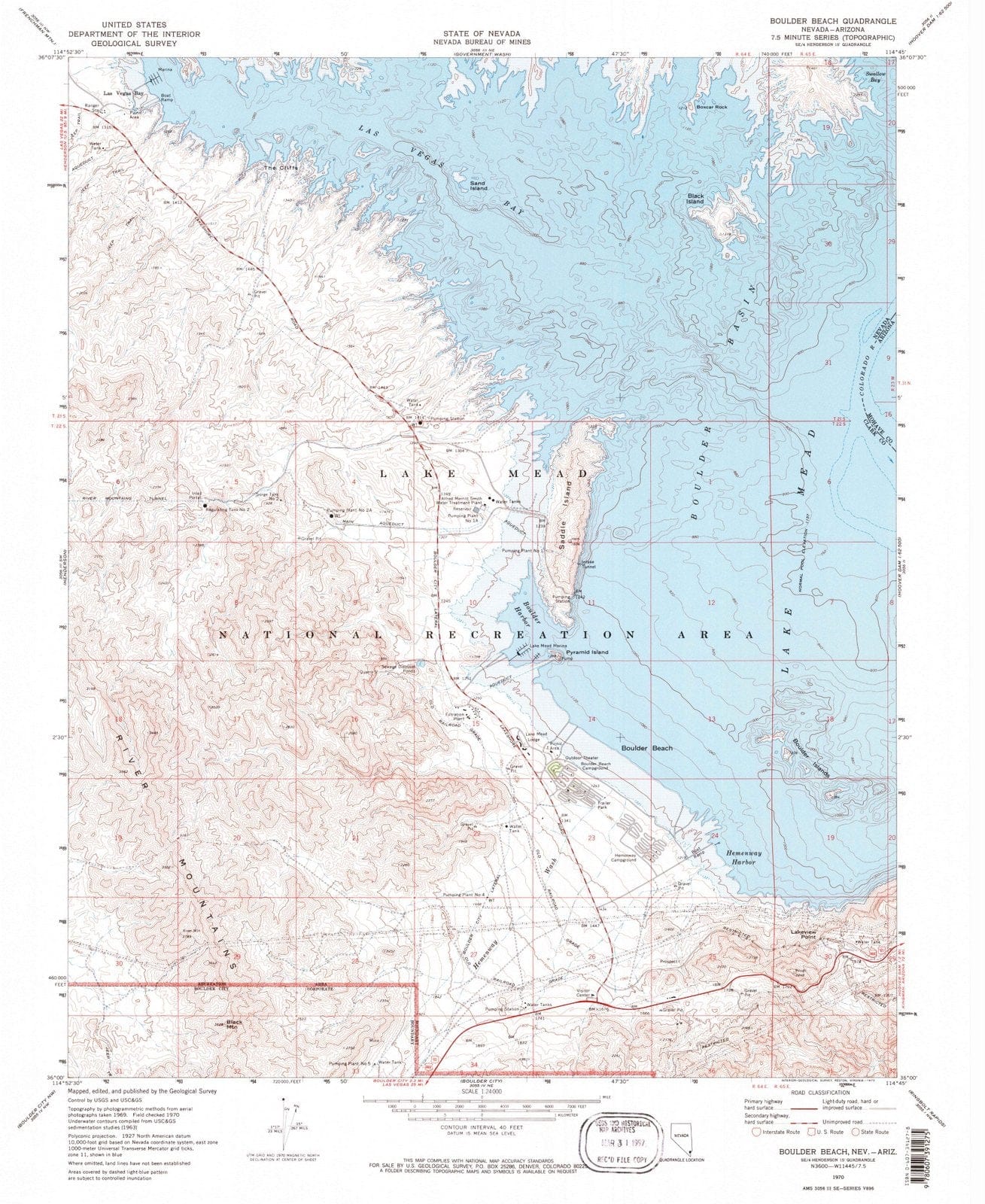 1970 Boulder, NV - Nevada - USGS Topographic Map