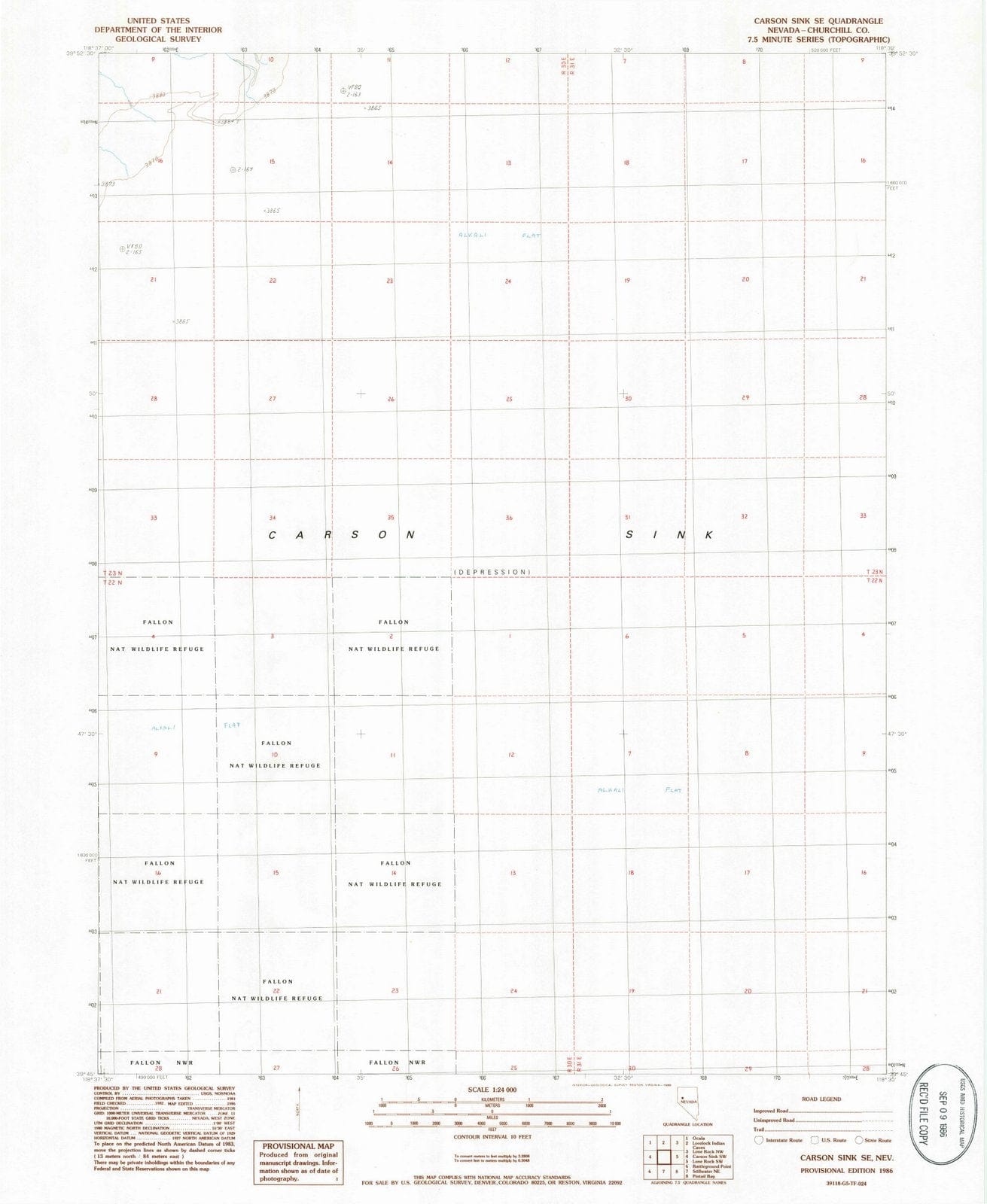 1986 Carson Sink, NV - Nevada - USGS Topographic Map