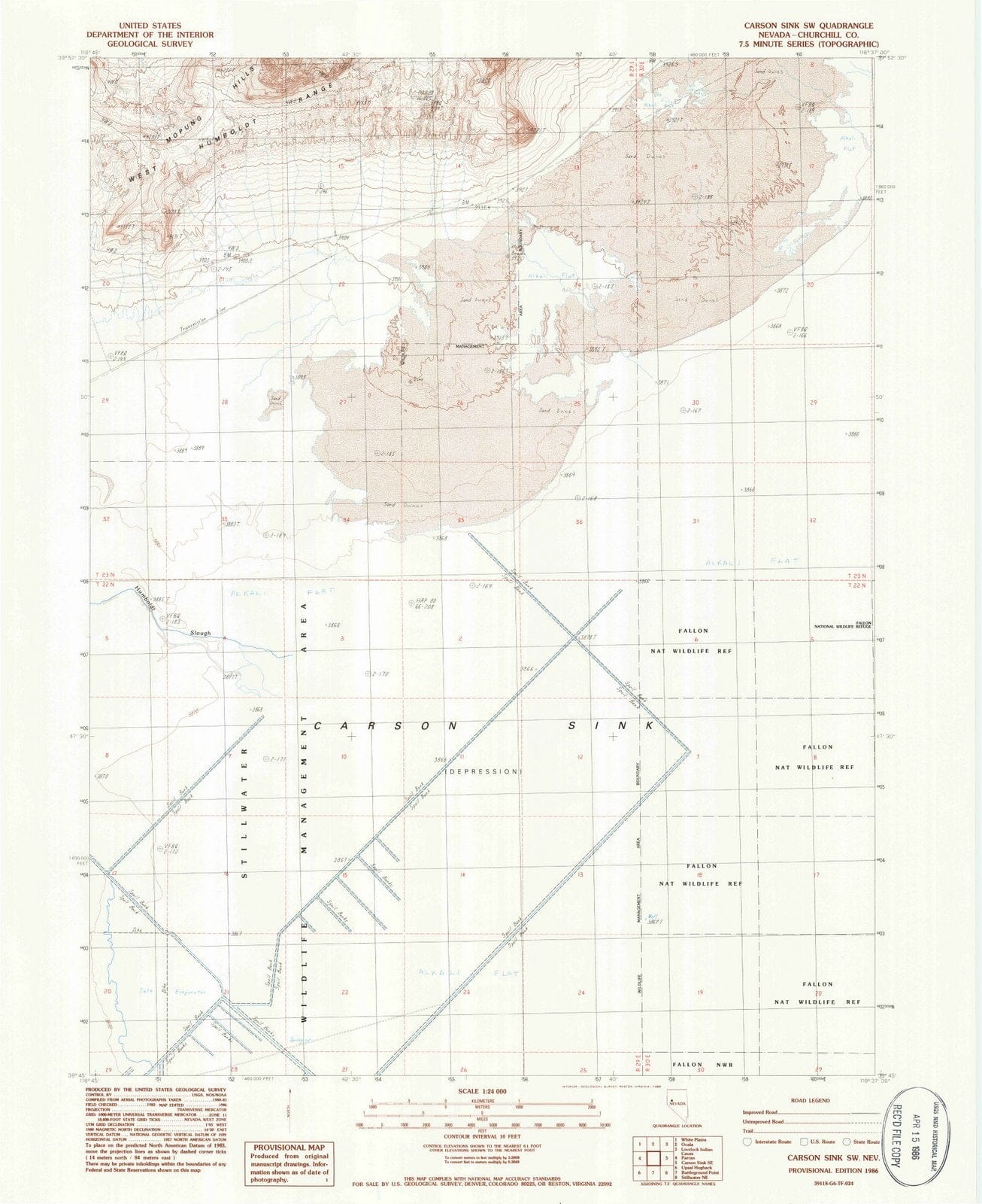 1986 Carson Sink, NV - Nevada - USGS Topographic Map v2