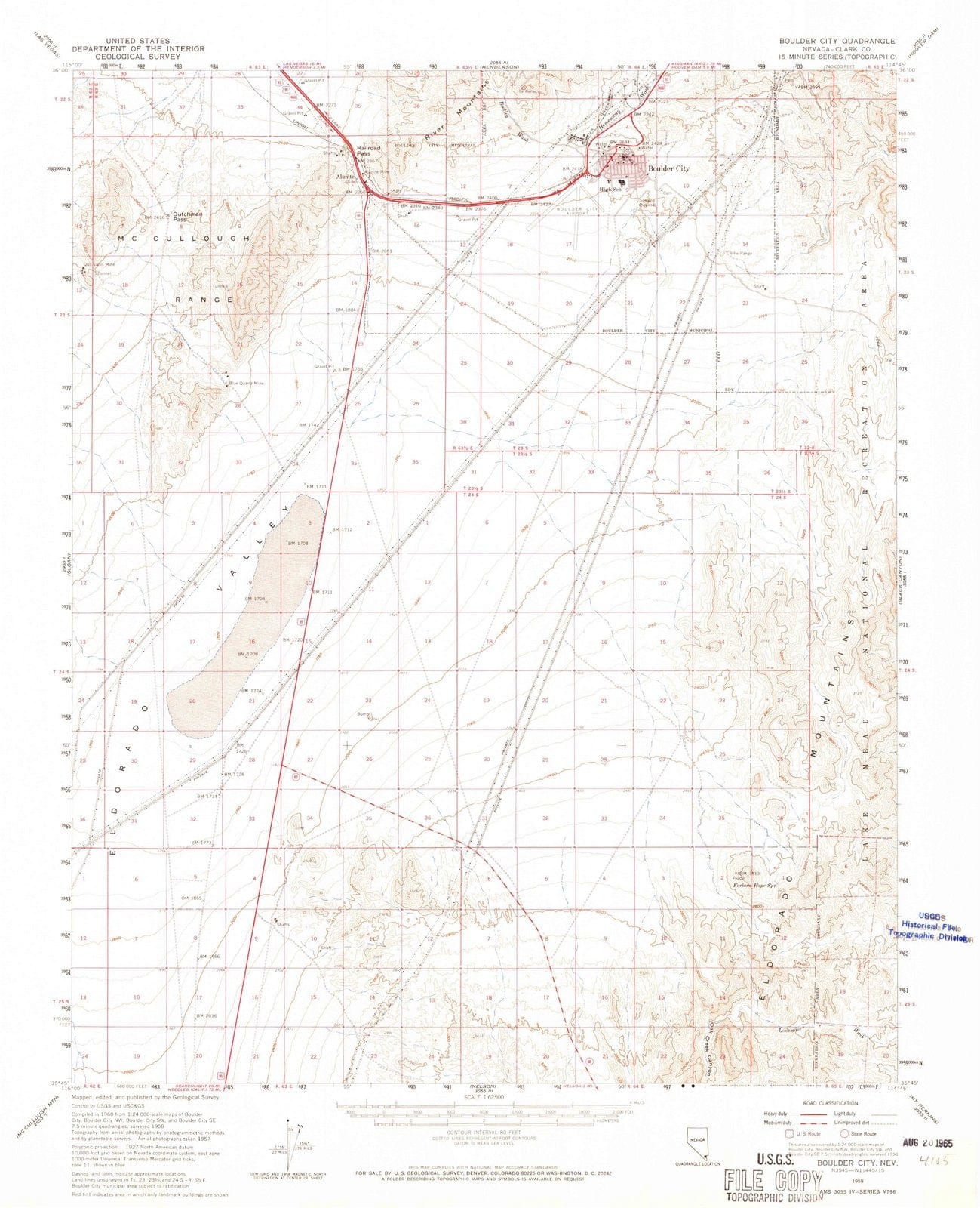 1958 Boulder, NV - Nevada - USGS Topographic Map v5