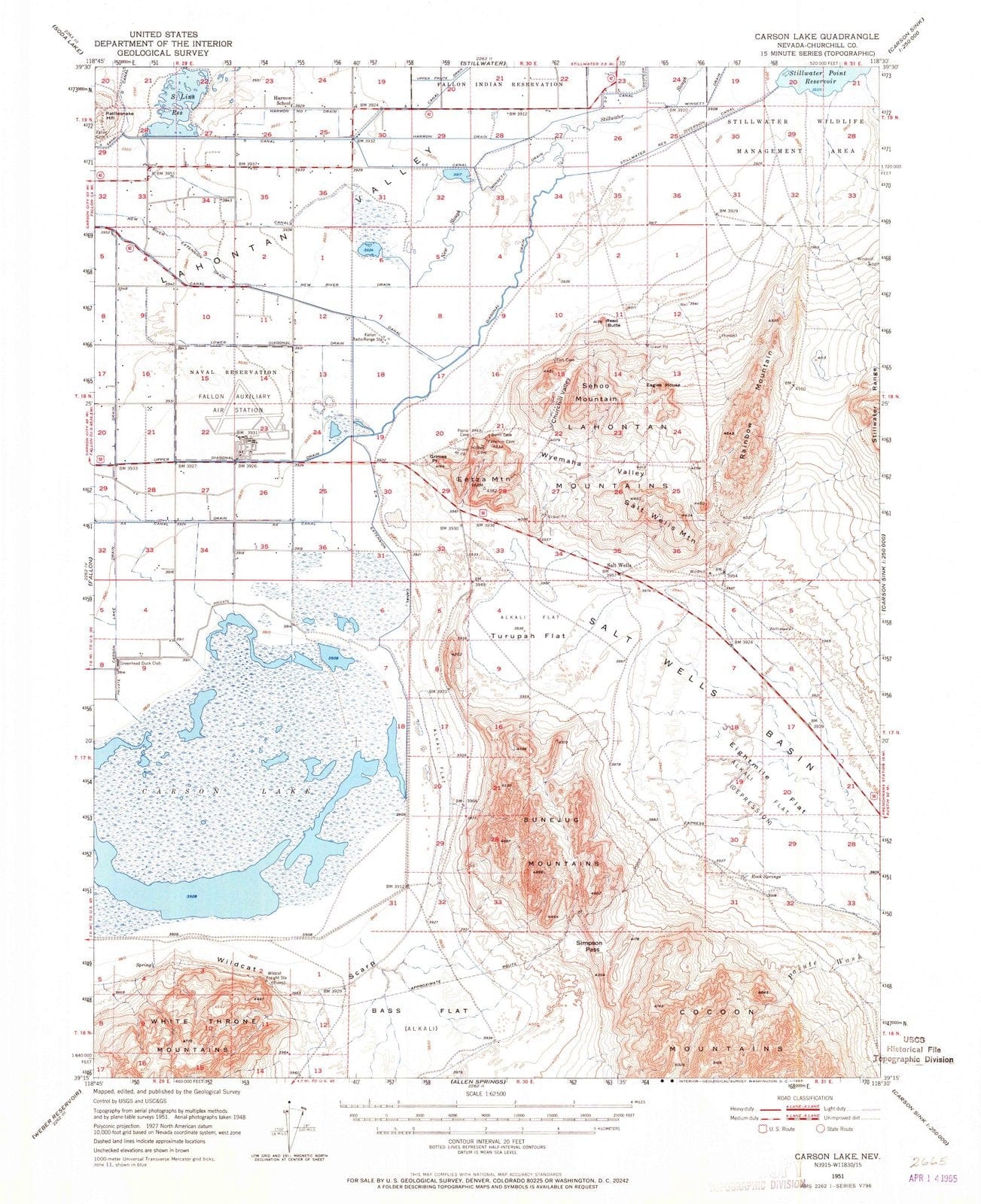 1951 Carson Lake, NV - Nevada - USGS Topographic Map