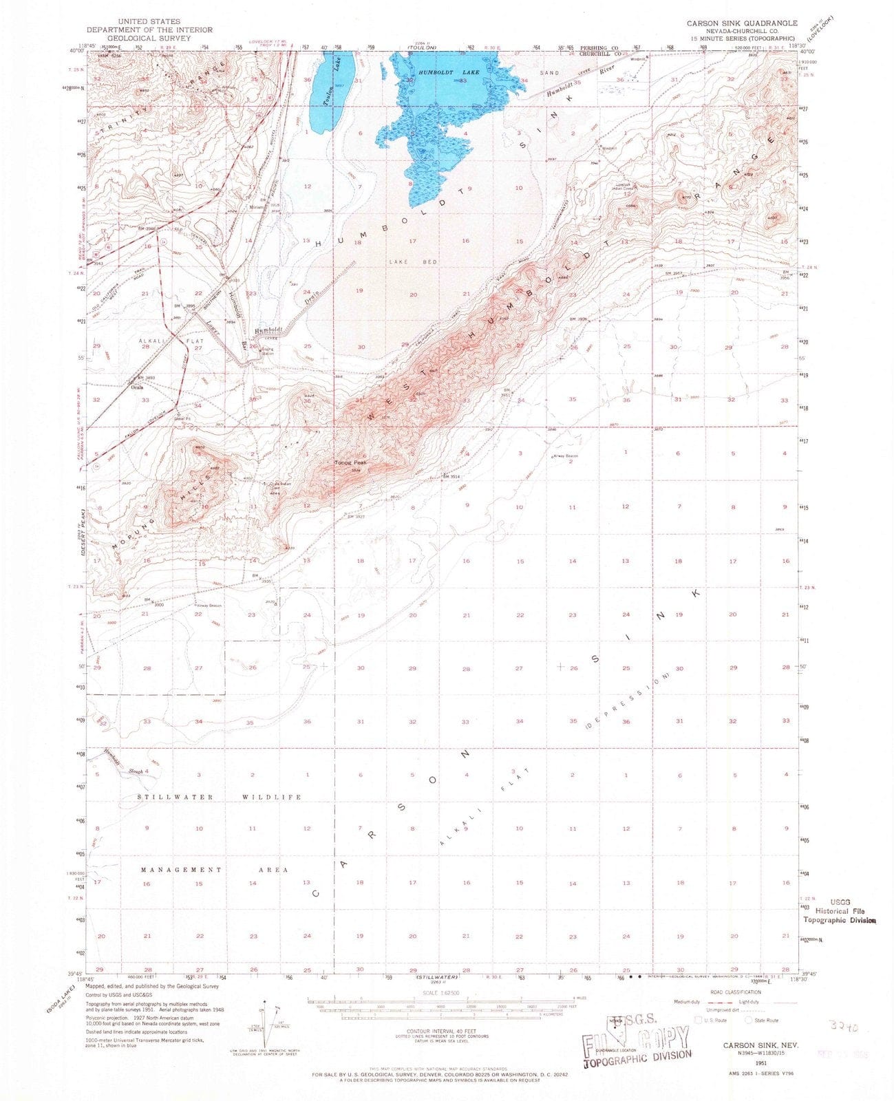 1951 Carson Sink, NV - Nevada - USGS Topographic Map