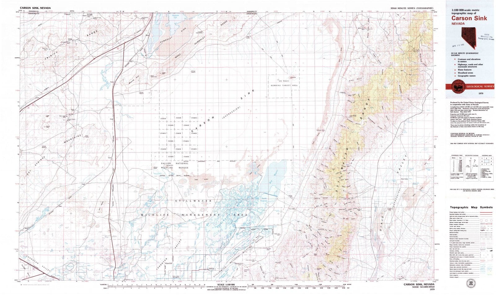 1979 Carson Sink, NV - Nevada - USGS Topographic Map