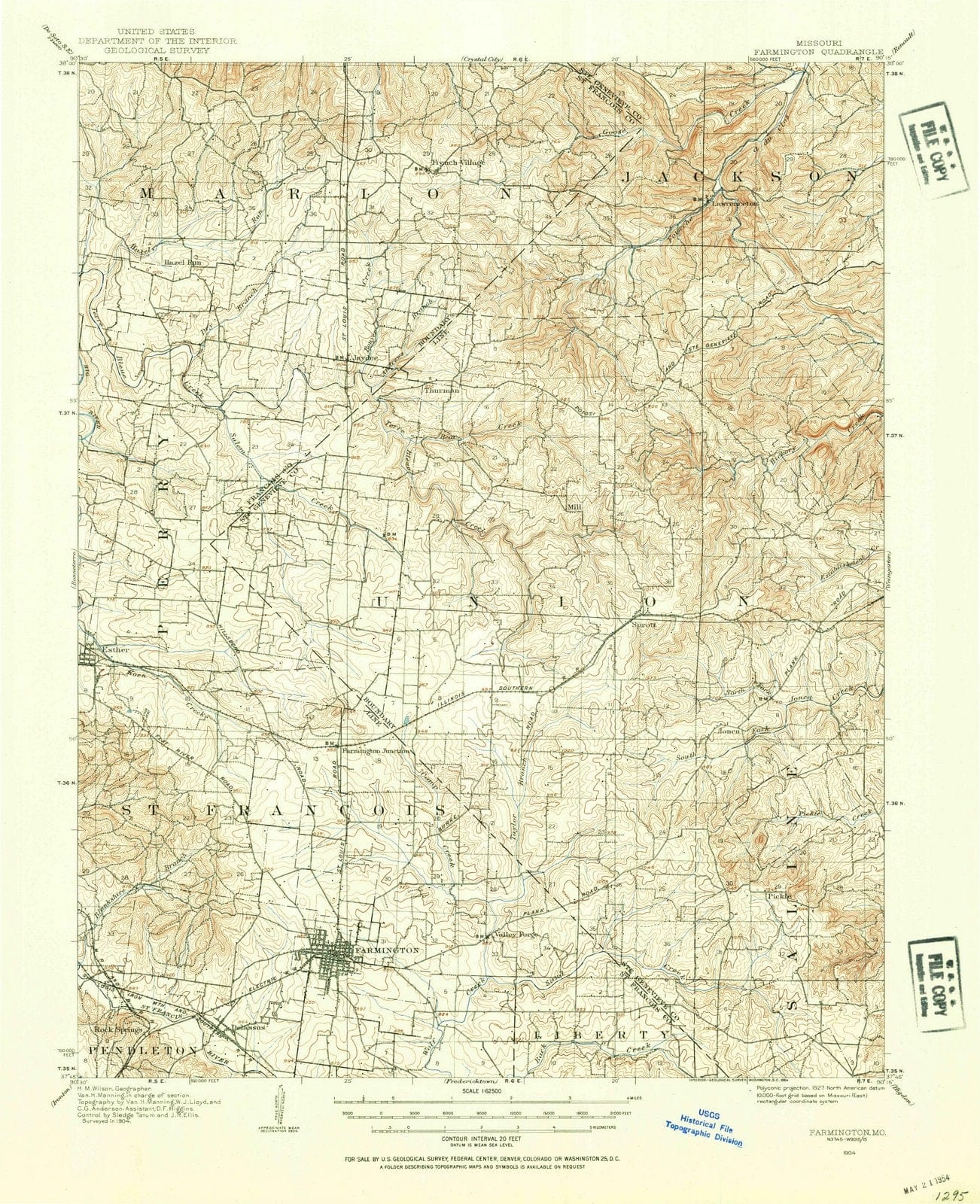 1904 Farmington, MO - Missouri - USGS Topographic Map