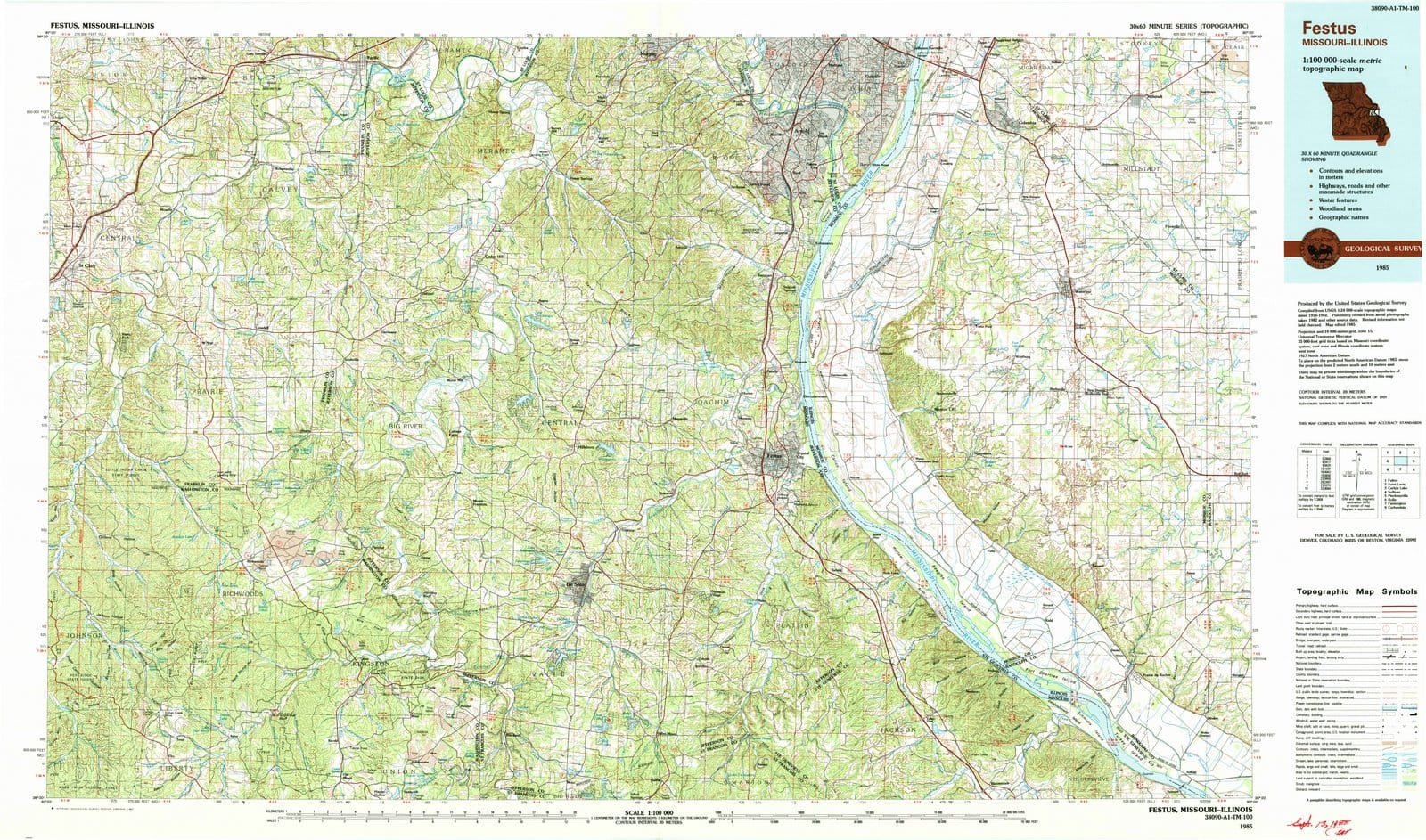 1985 Festus, MO - Missouri - USGS Topographic Map