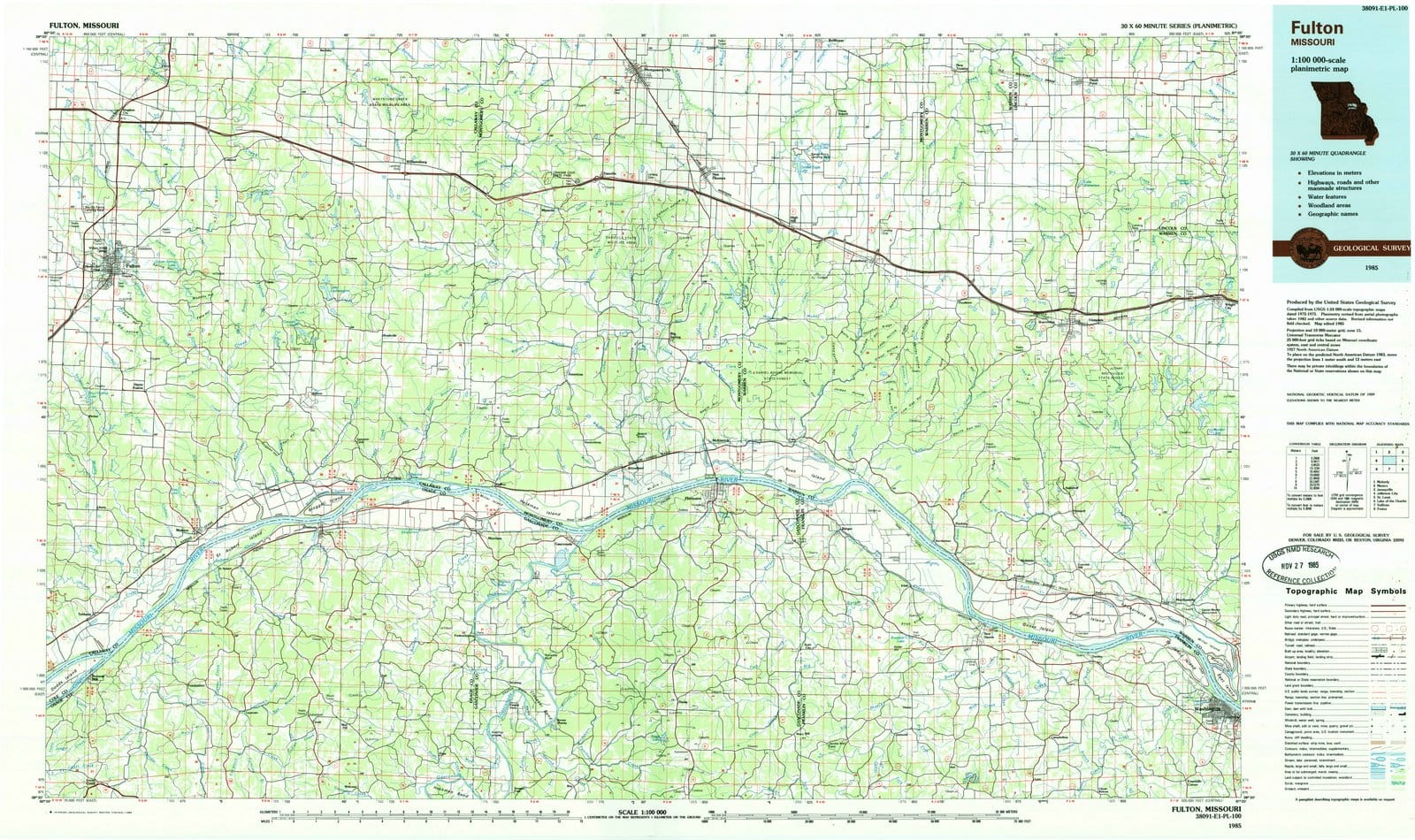 1985 Fulton, MO - Missouri - USGS Topographic Map