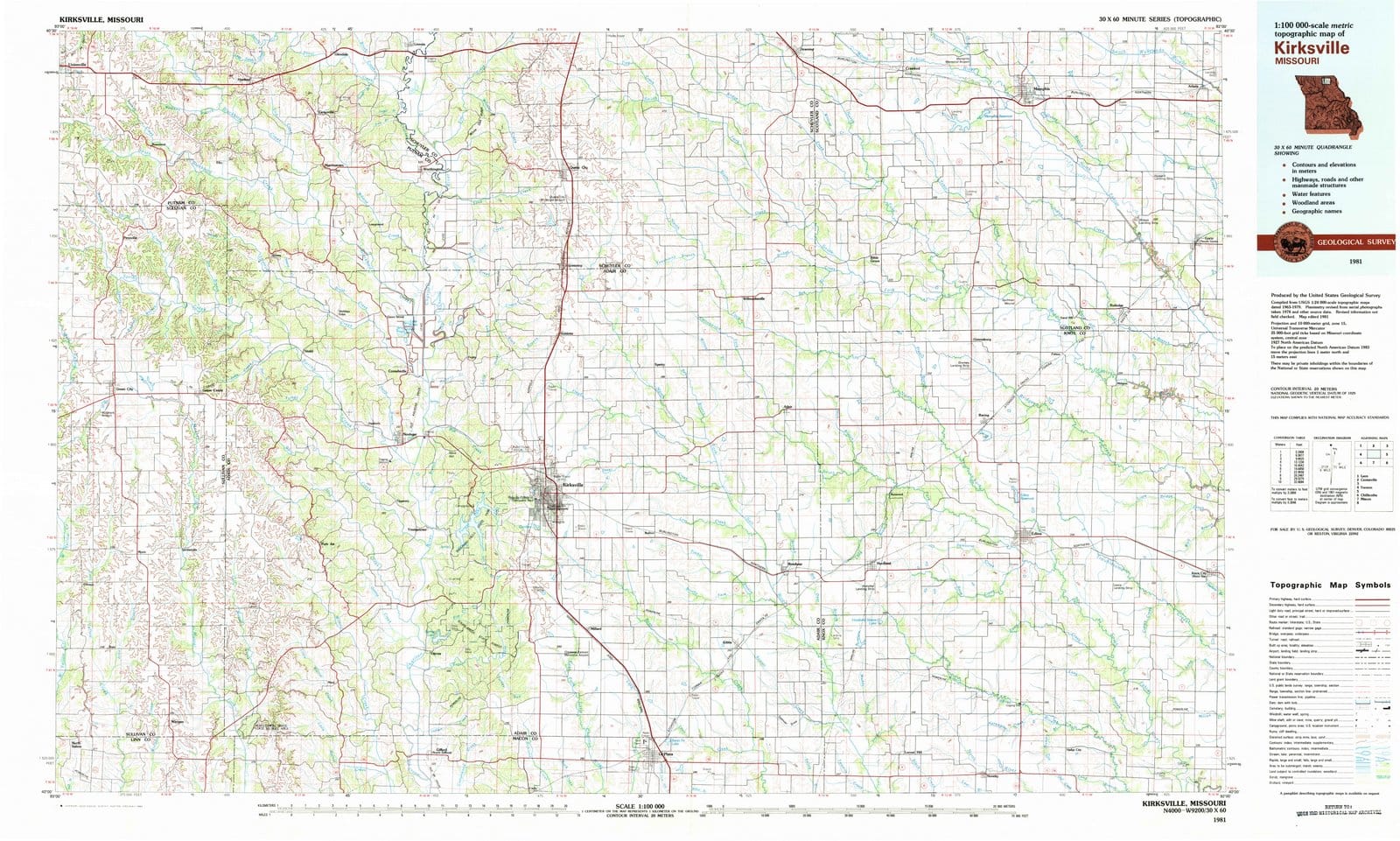 1981 Kirksville, MO - Missouri - USGS Topographic Map