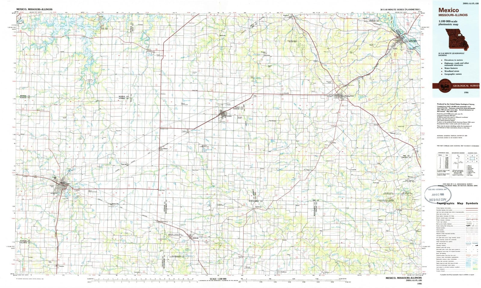 1986 Mexico, MO - Missouri - USGS Topographic Map