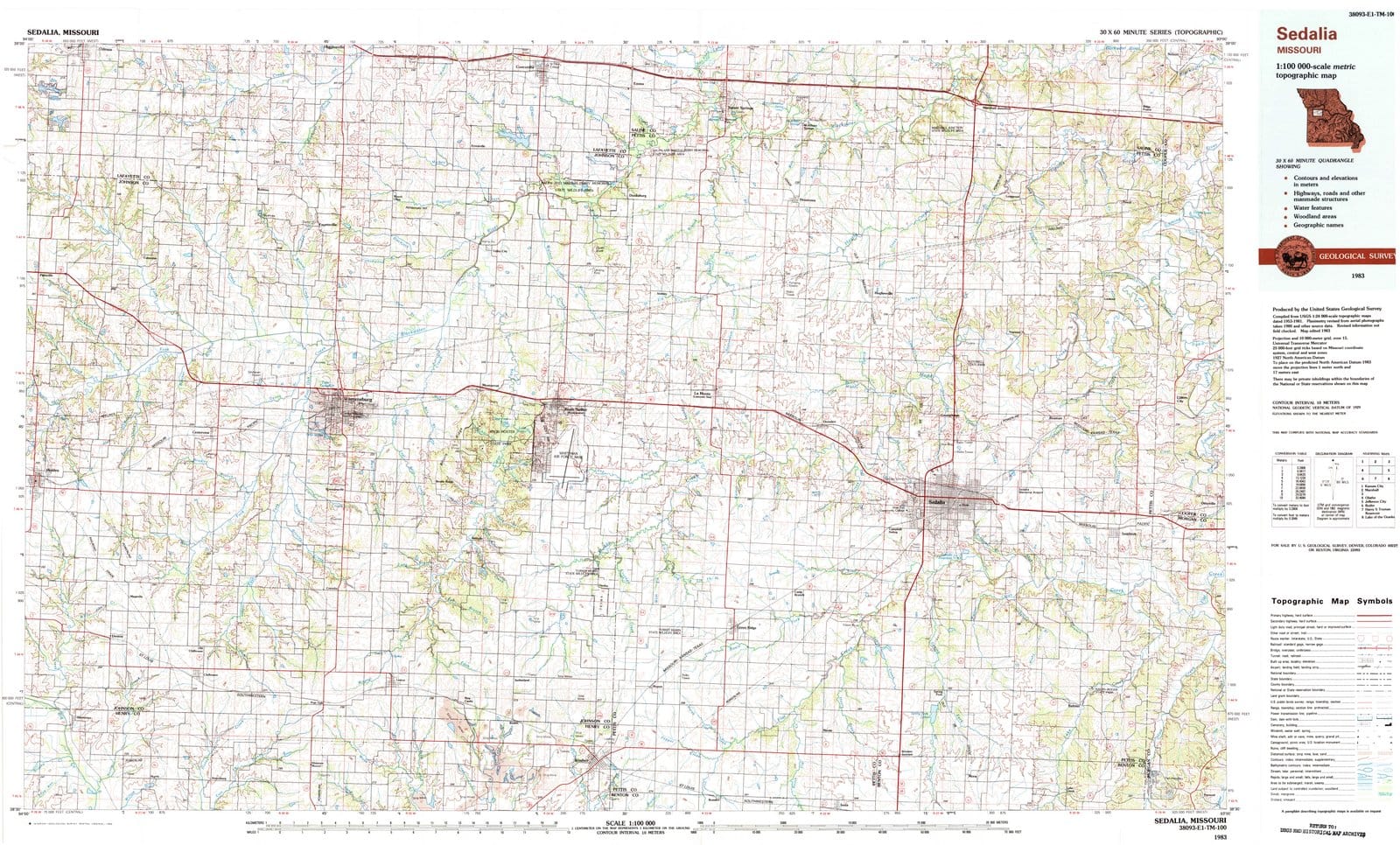 1983 Sedalia, MO - Missouri - USGS Topographic Map