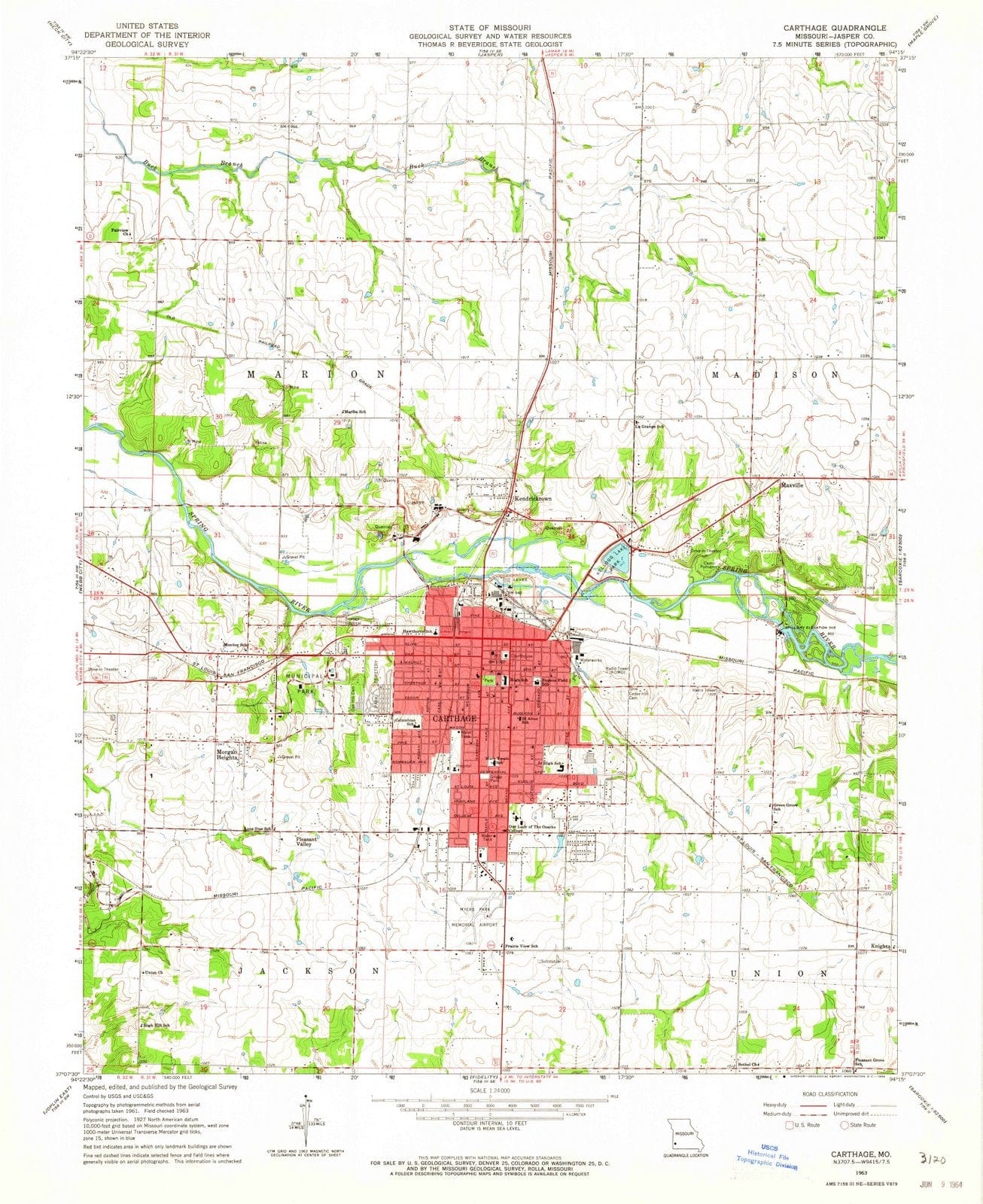 1963 Carthage, MO - Missouri - USGS Topographic Map