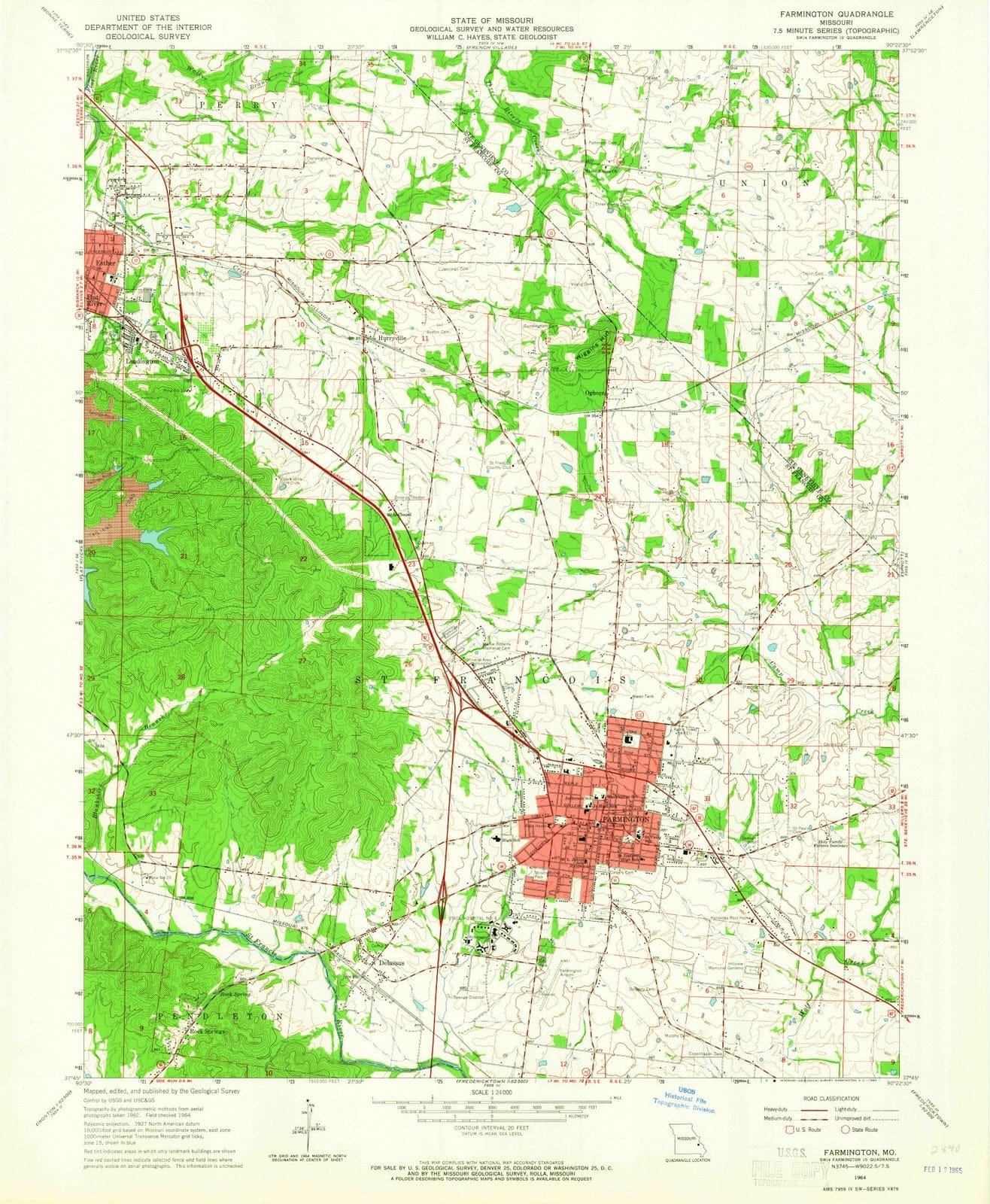 1964 Farmington, MO - Missouri - USGS Topographic Map