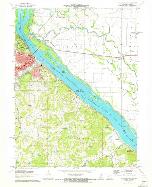 1971 Hannibal East, MO - Missouri - USGS Topographic Map