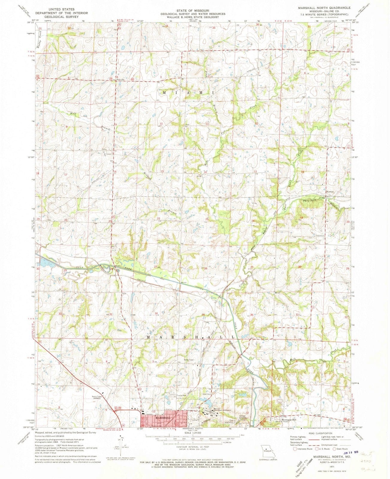 1971 Marshall, MO - Missouri - USGS Topographic Map
