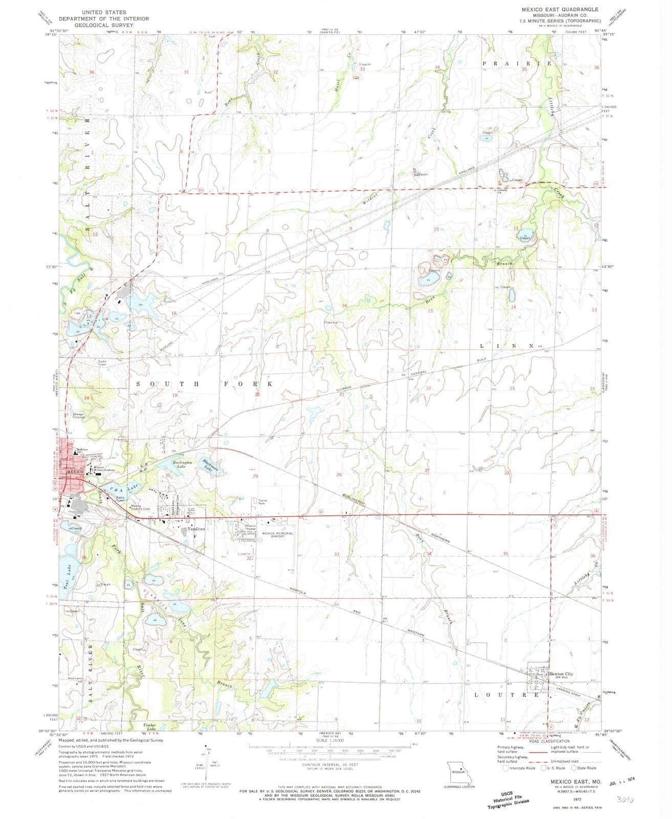 1972 Mexico, MO - Missouri - USGS Topographic Map