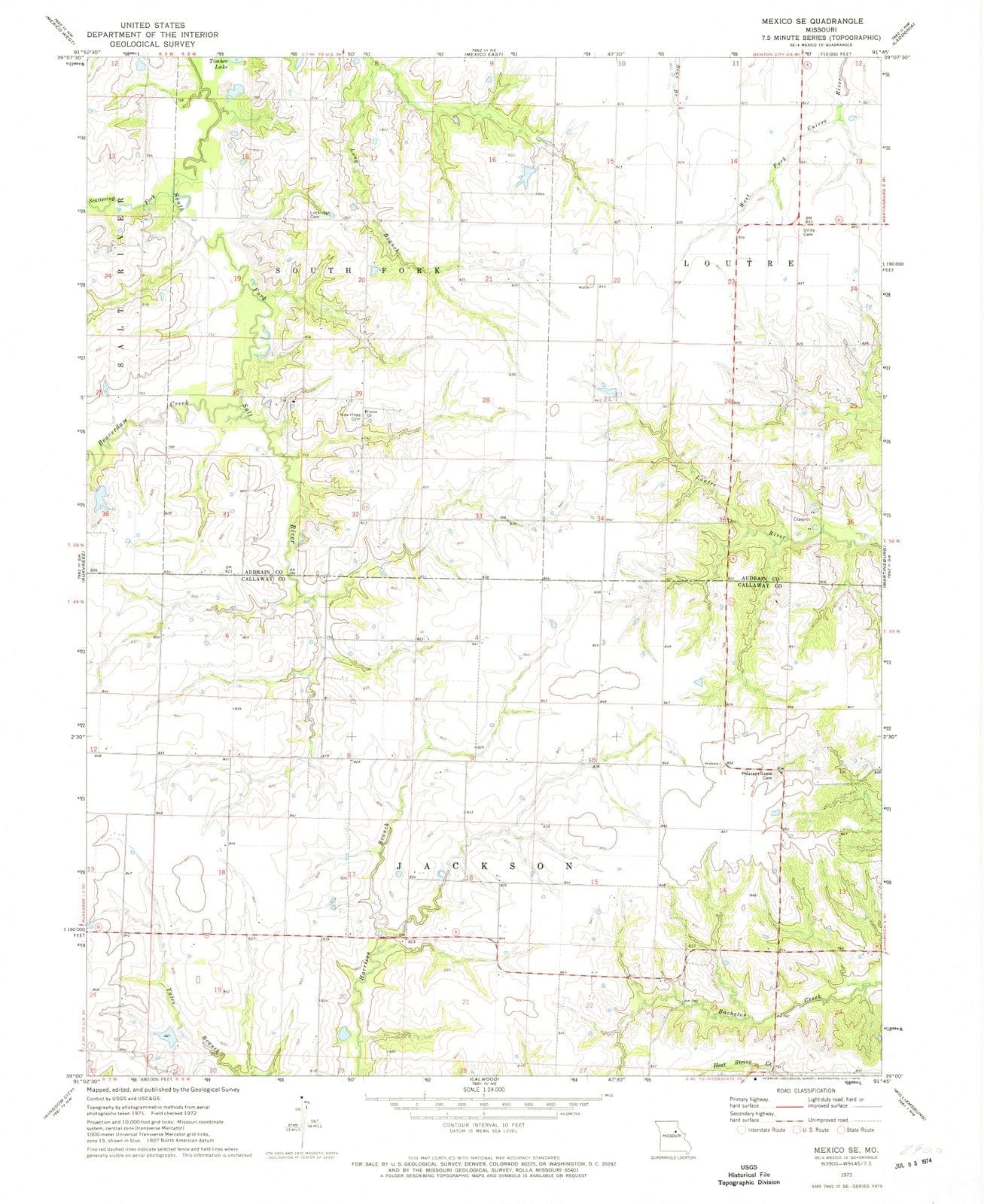 1972 Mexico, MO - Missouri - USGS Topographic Map v2