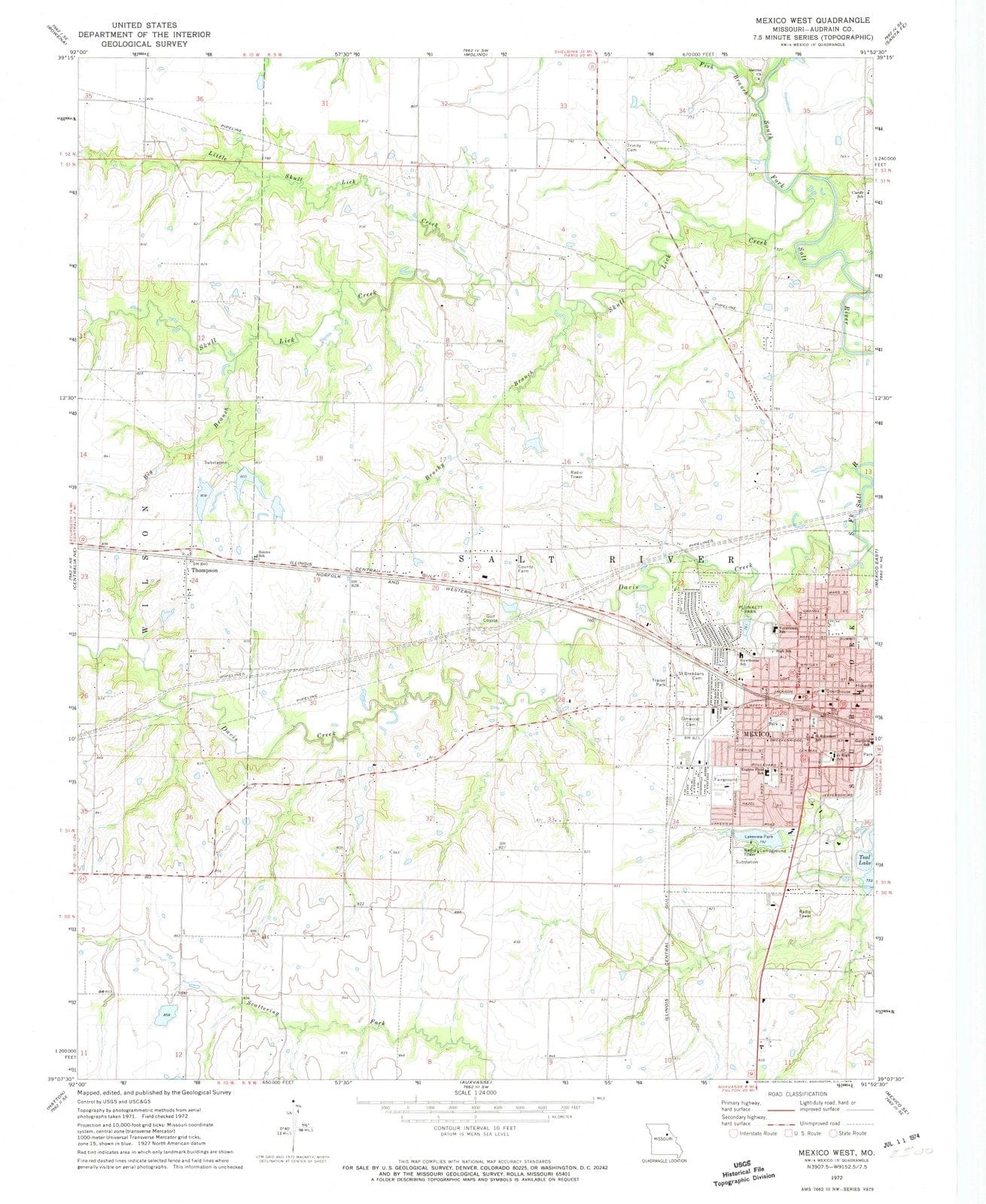 1972 Mexico, MO - Missouri - USGS Topographic Map v3