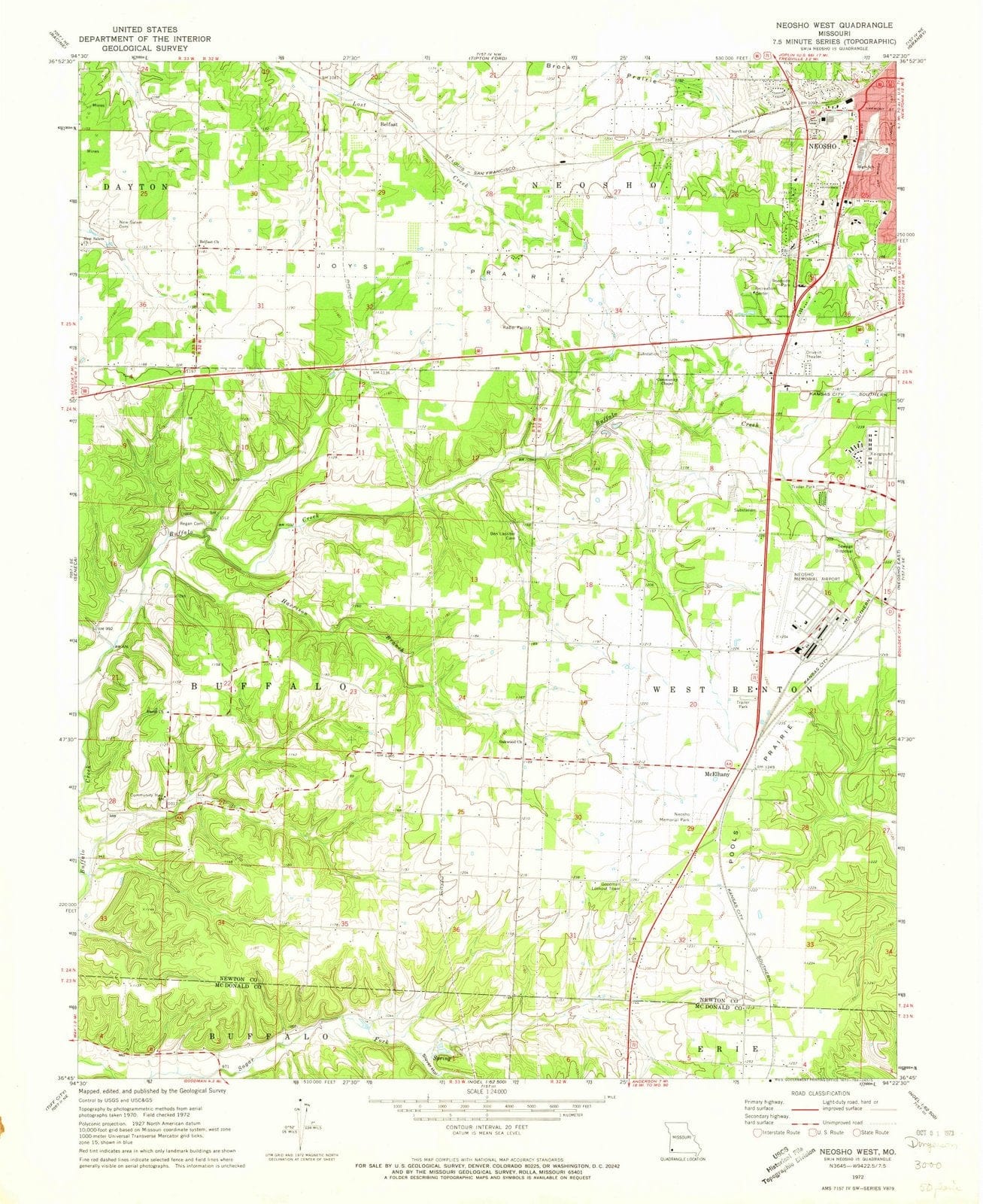 1972 Neosho, MO - Missouri - USGS Topographic Map v2