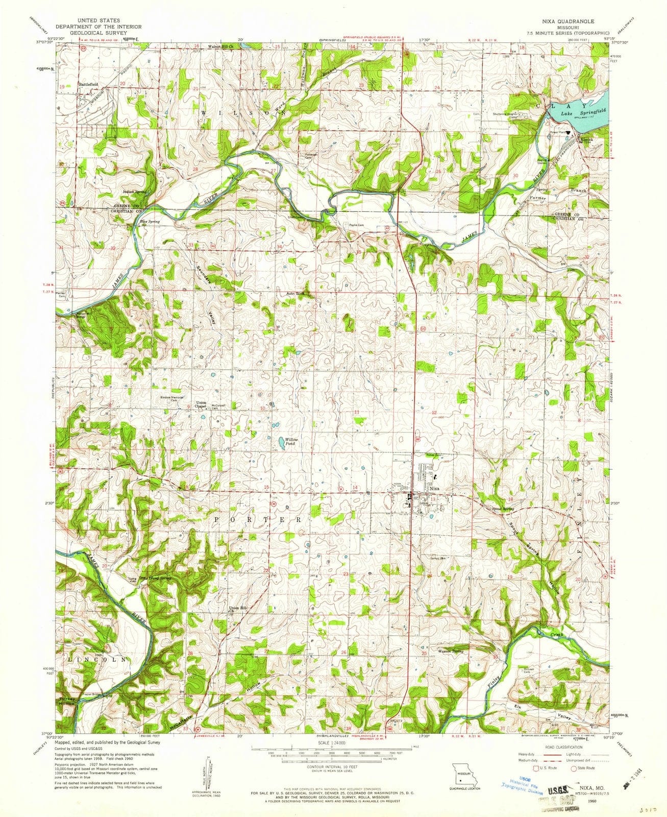 1960 Nixa, MO - Missouri - USGS Topographic Map