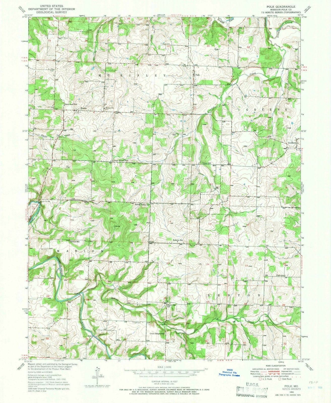 1950 Polk, MO - Missouri - USGS Topographic Map