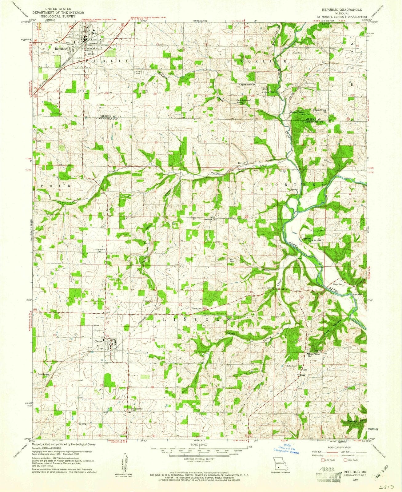 1960 Republic, MO - Missouri - USGS Topographic Map