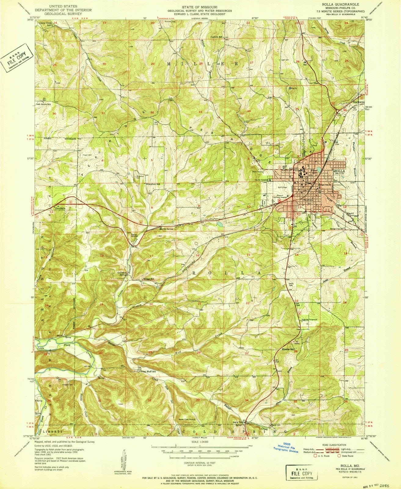 1951 Rolla, MO - Missouri - USGS Topographic Map