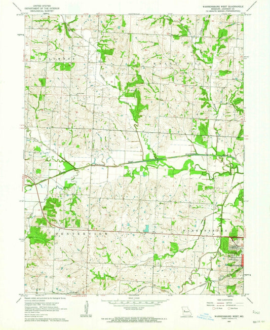 1962 Warrensburg West, MO - Missouri - USGS Topographic Map