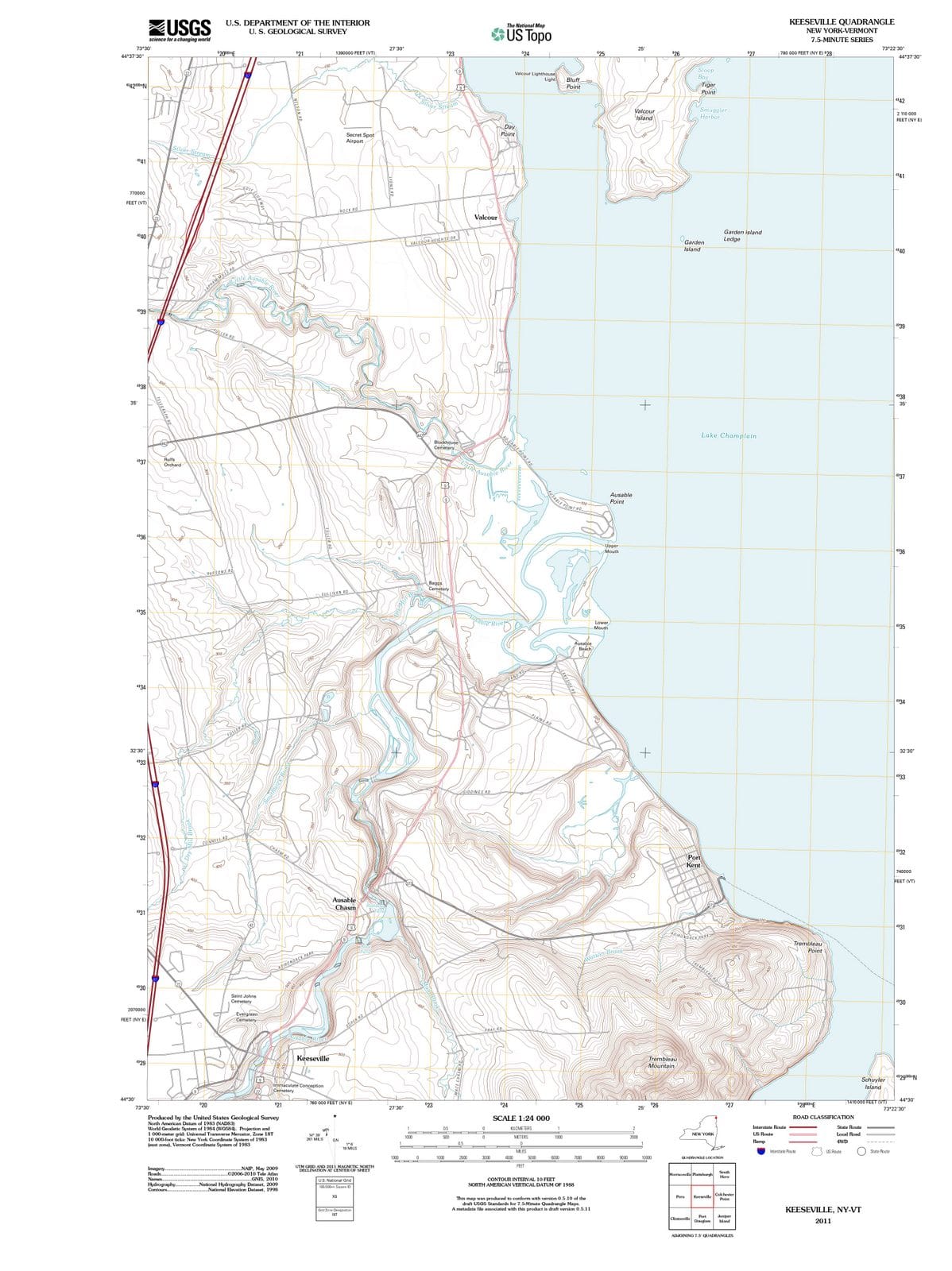 2011 Keeseville, NY - New York - USGS Topographic Map
