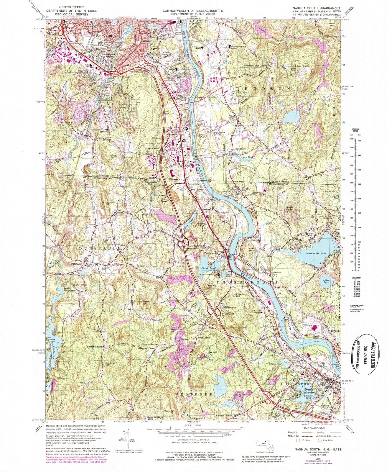 1965 Nashua South, NH - New Hampshire - USGS Topographic Map