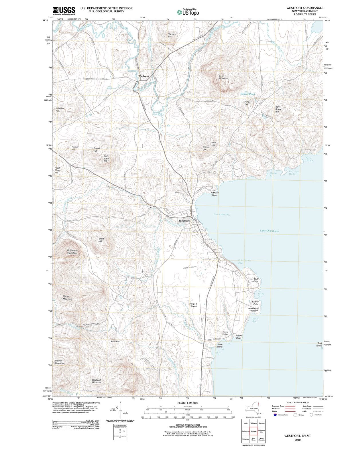 2012 Westport, NY - New York - USGS Topographic Map