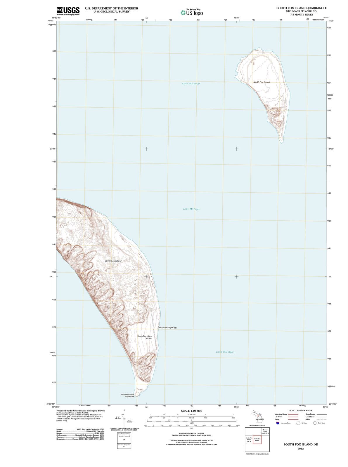 2012 South Fox Island, MI - Michigan - USGS Topographic Map