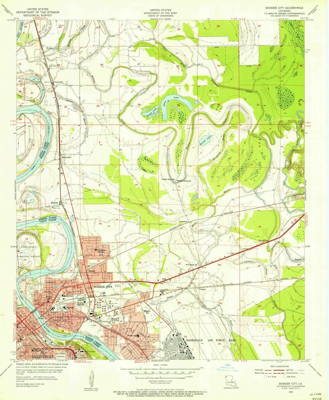 1955 Bossier City, LA - Louisiana - USGS Topographic Map