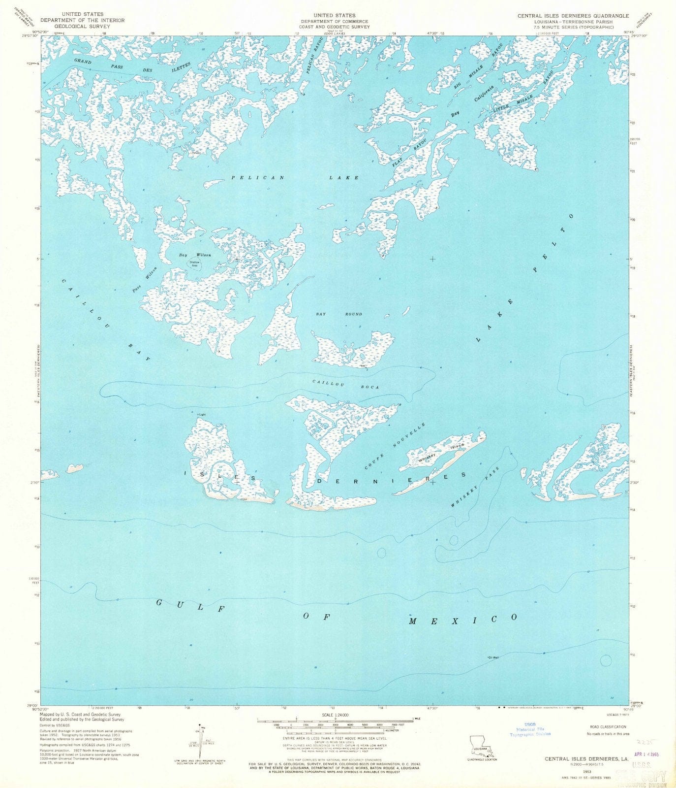 1953 Central Islesernieres, LA - Louisiana - USGS Topographic Map