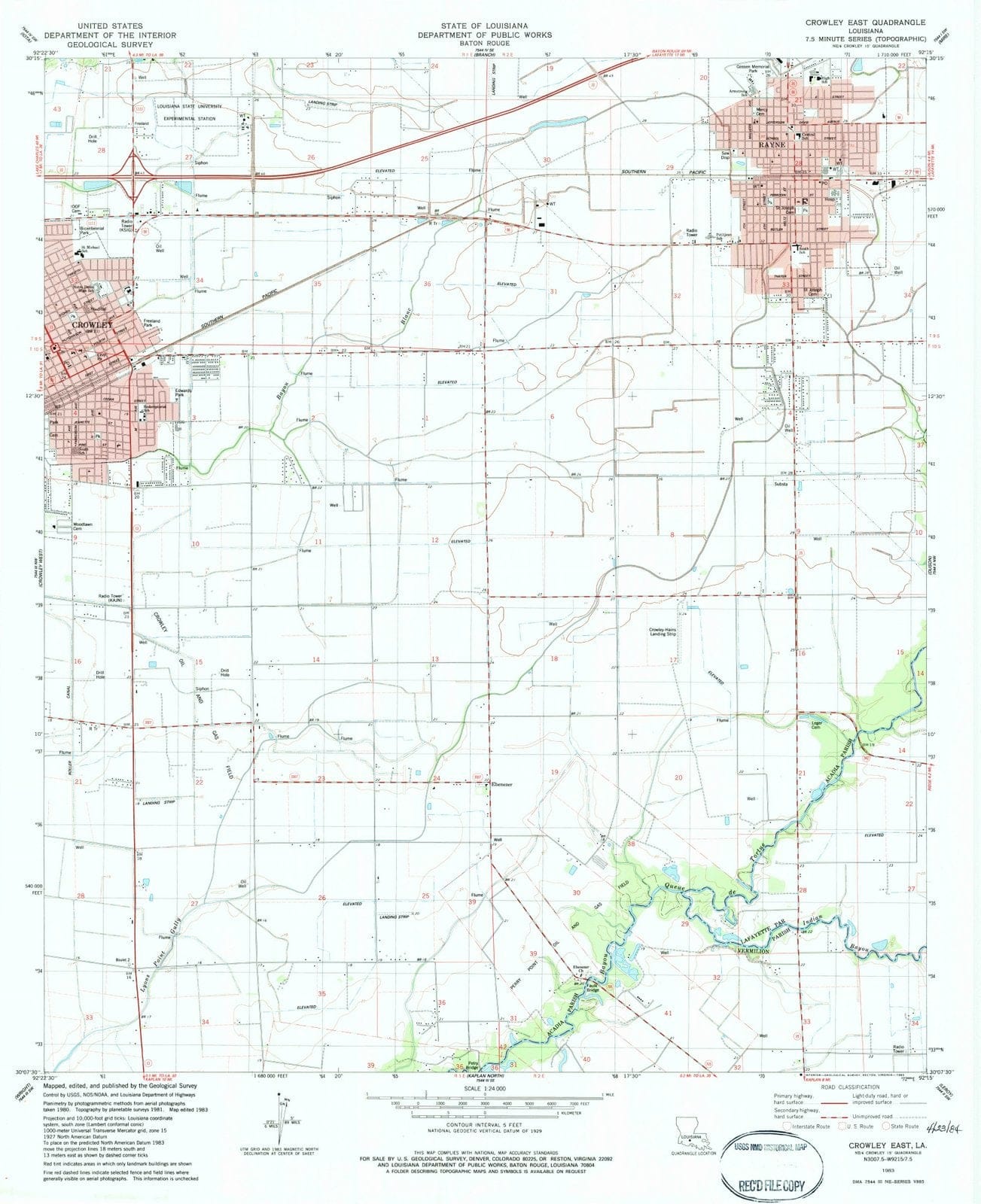 1983 Crowley, LA - Louisiana - USGS Topographic Map