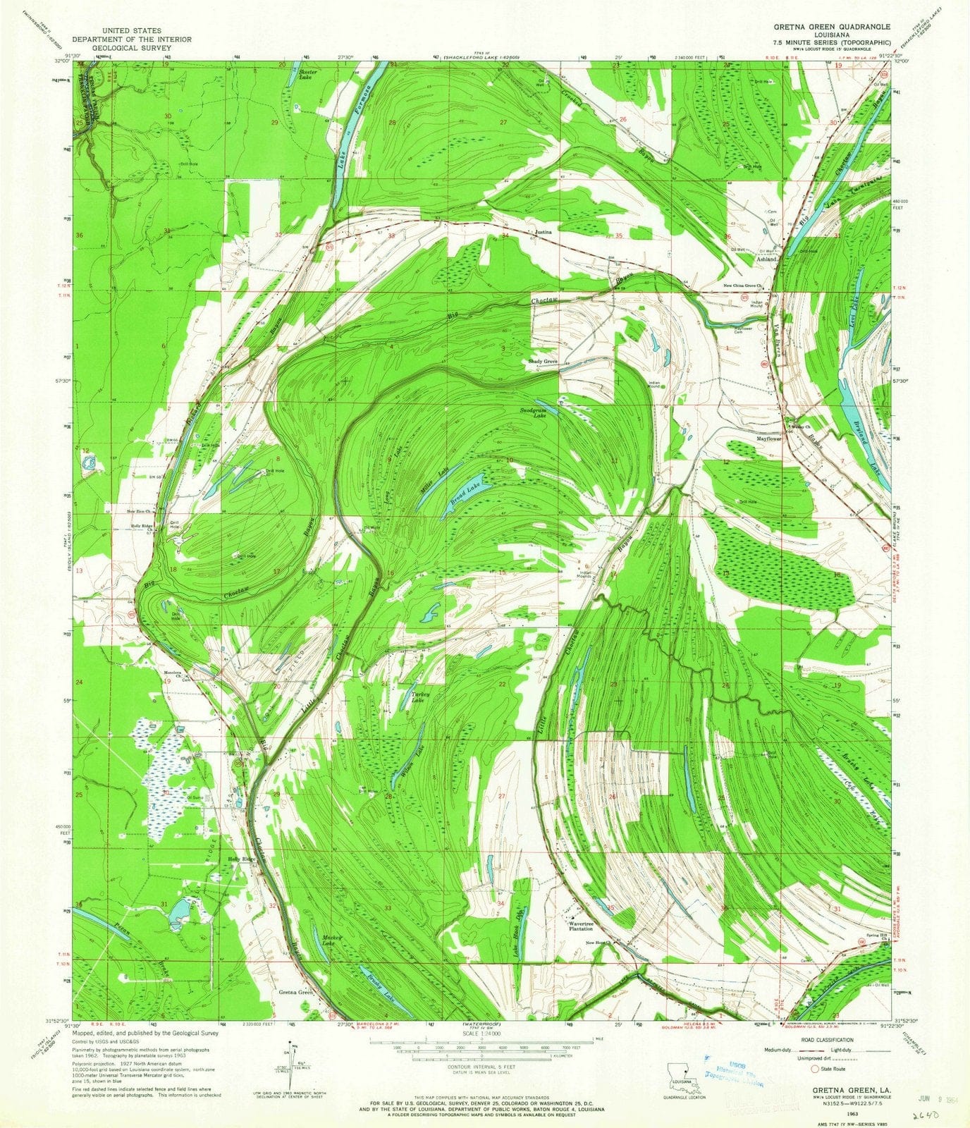 1963 Gretna Green, LA - Louisiana - USGS Topographic Map