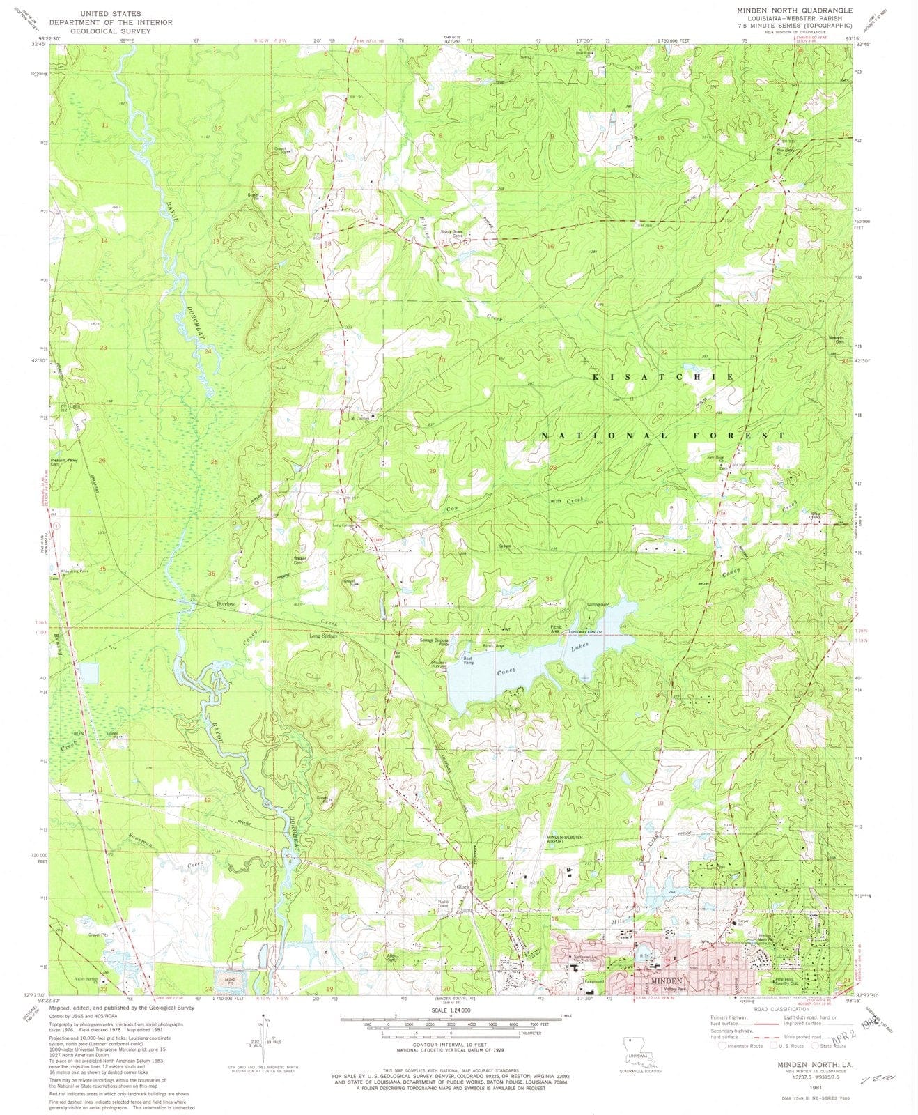 1981 Minden, LA - Louisiana - USGS Topographic Map