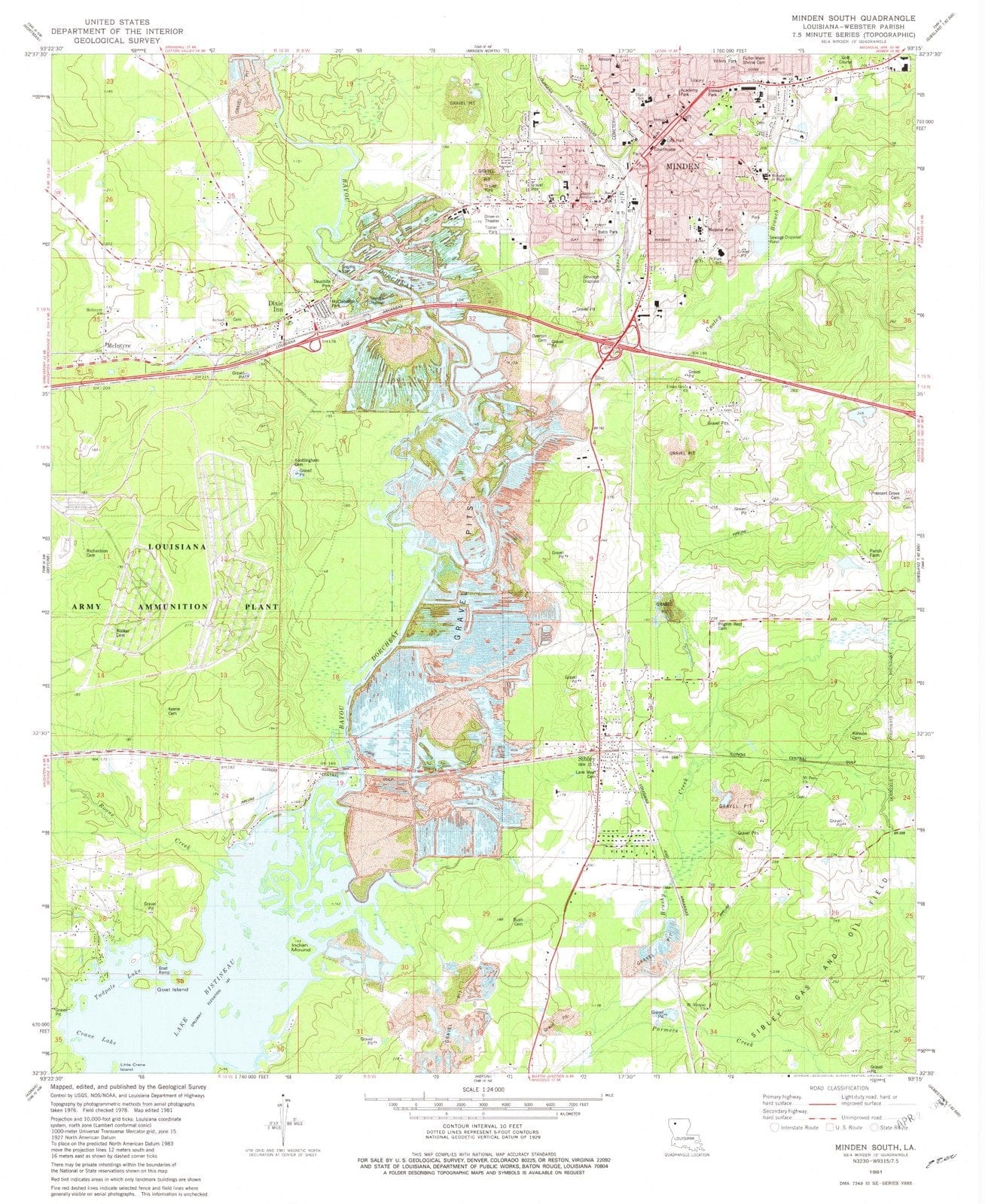 1981 Minden, LA - Louisiana - USGS Topographic Map v2