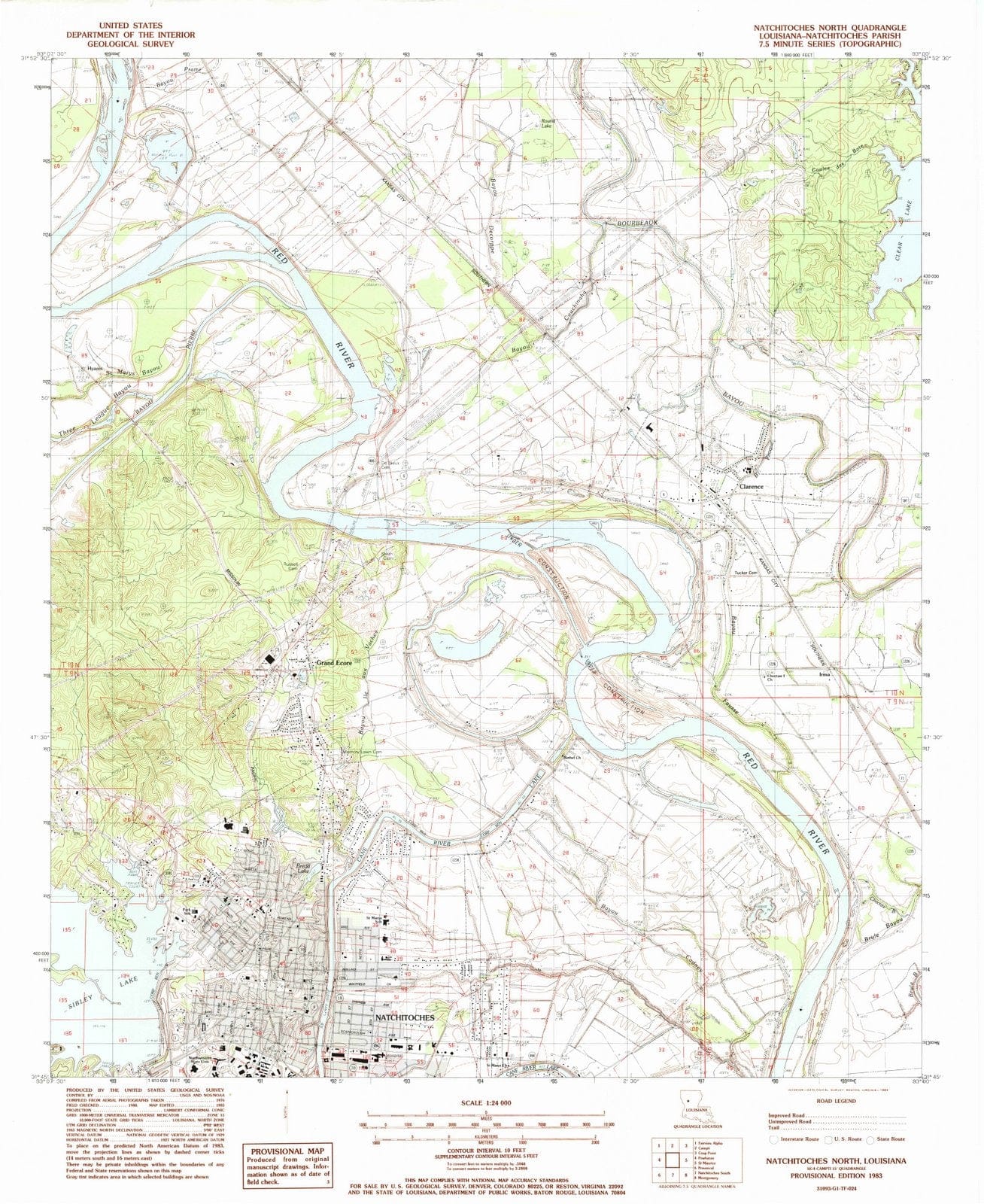 1983 Natchitoches North, LA - Louisiana - USGS Topographic Map