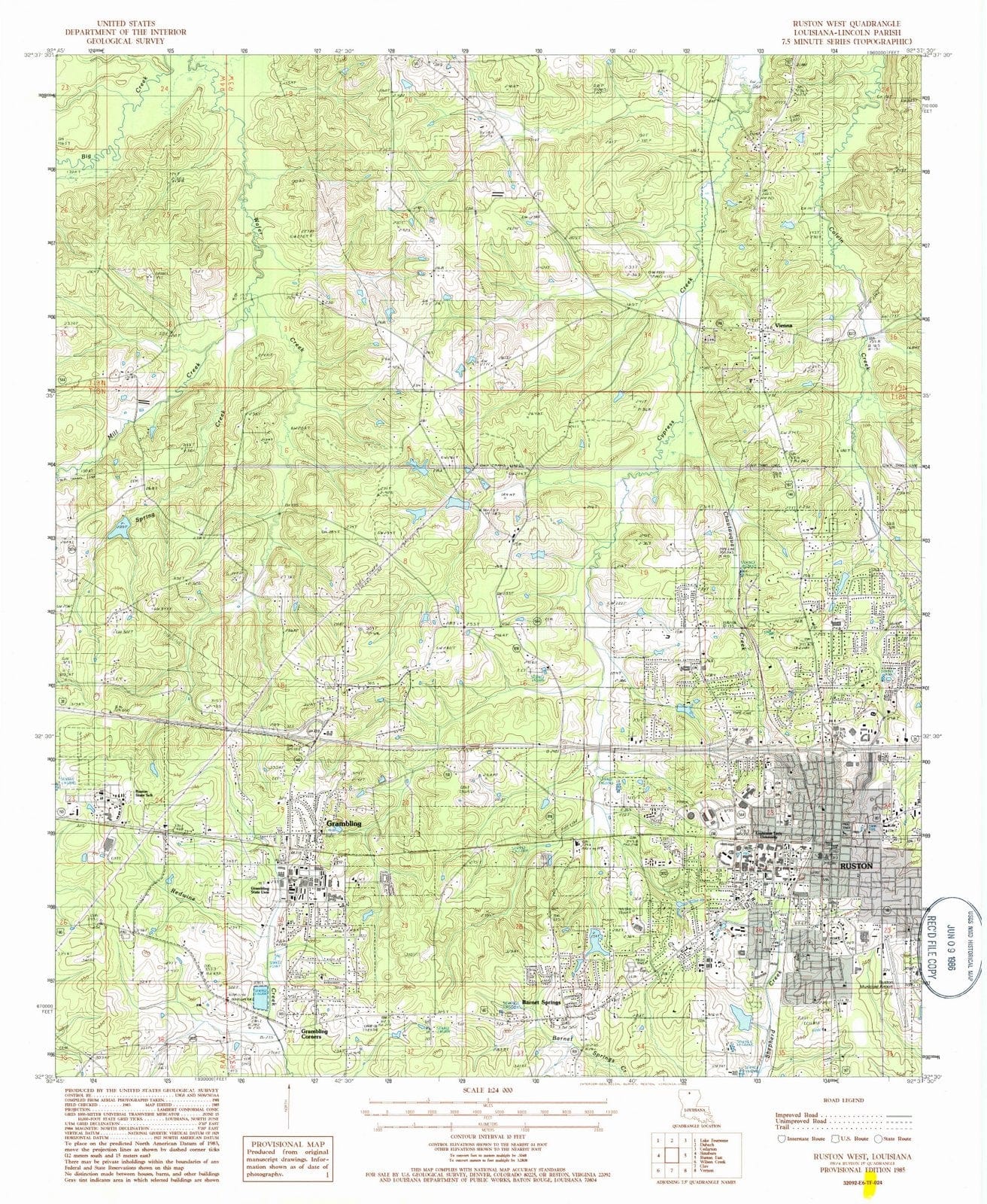 1985 Ruston West, LA - Louisiana - USGS Topographic Map