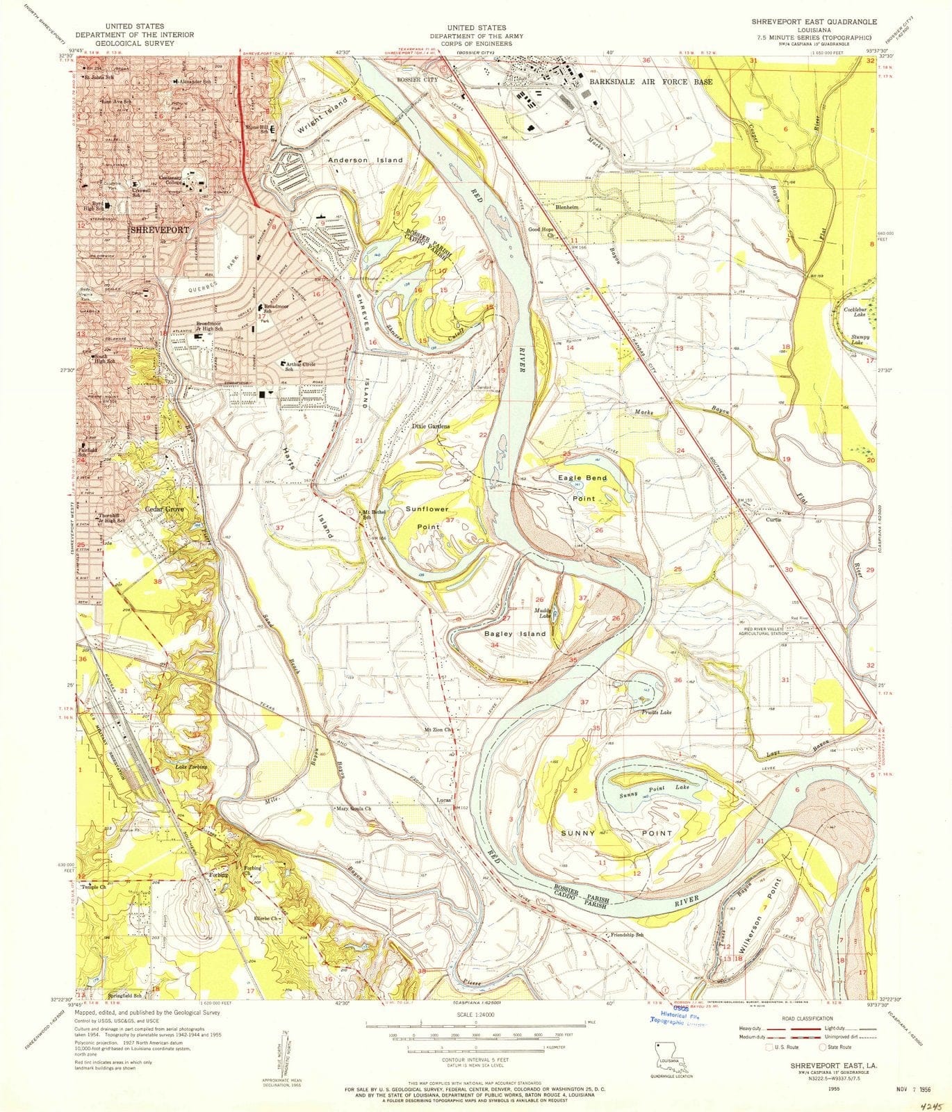 1955 Shreveport East, LA - Louisiana - USGS Topographic Map