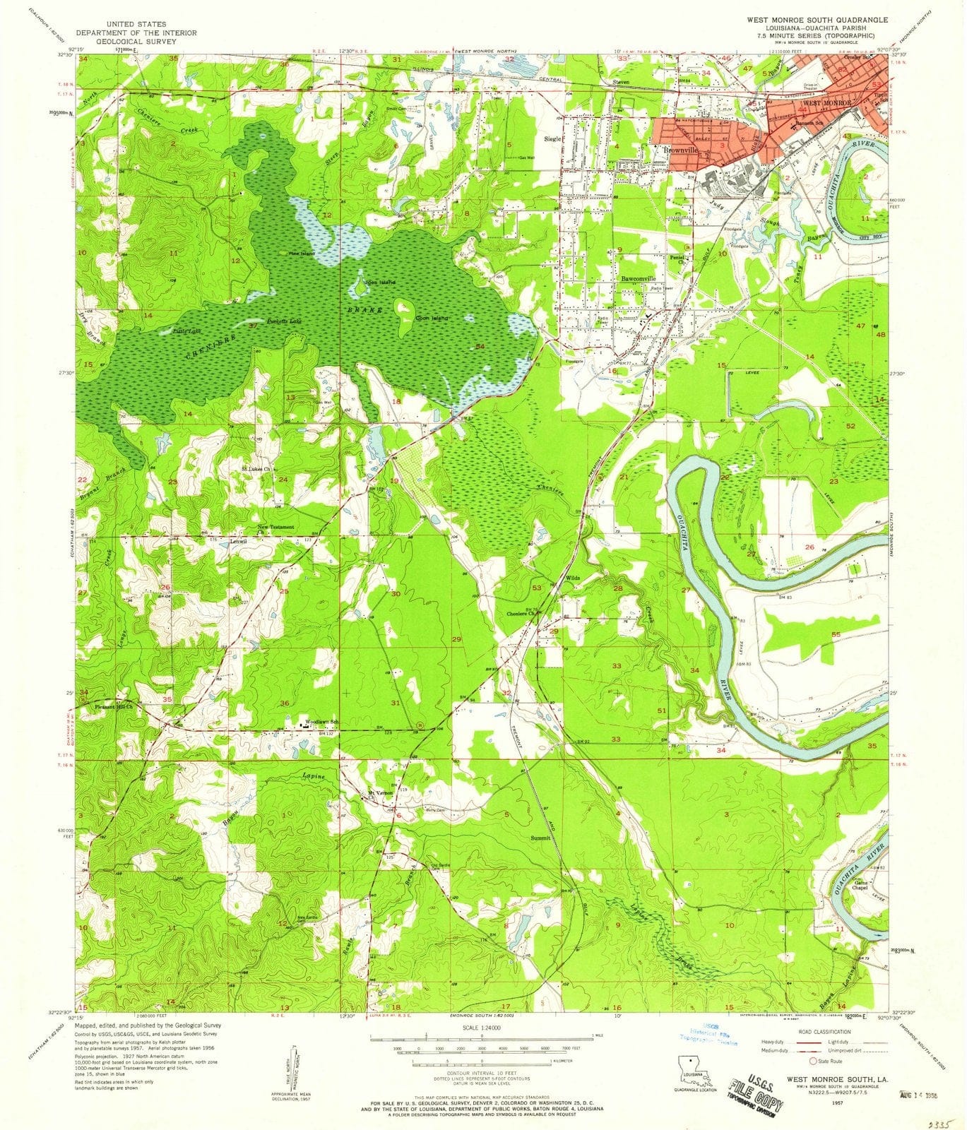 1957 West Monroe, LA - Louisiana - USGS Topographic Map v2