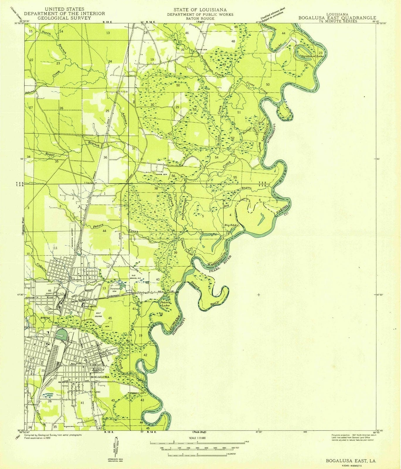 1949 Bogalusa, LA - Louisiana - USGS Topographic Map